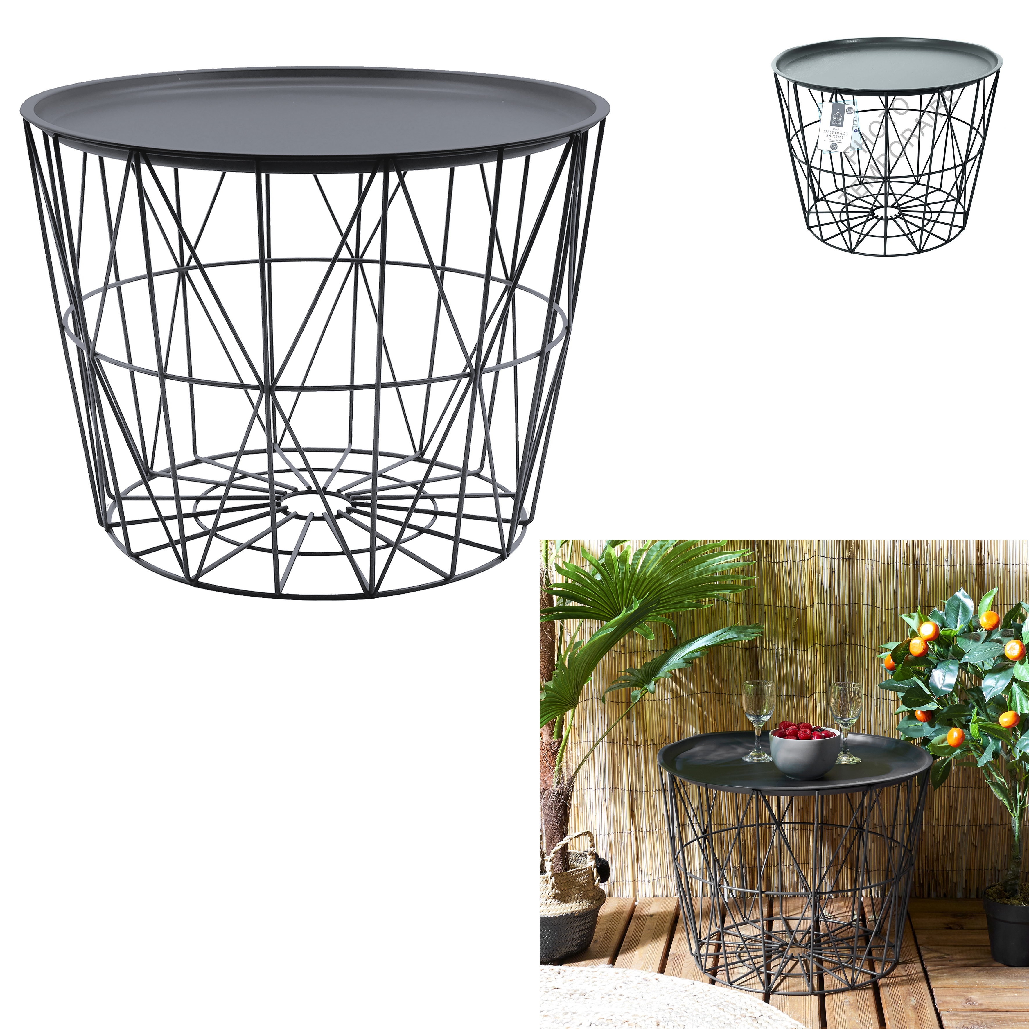 Metalen opbergmand D50cm Grijs Metalen opbergmand D50cm Grijs