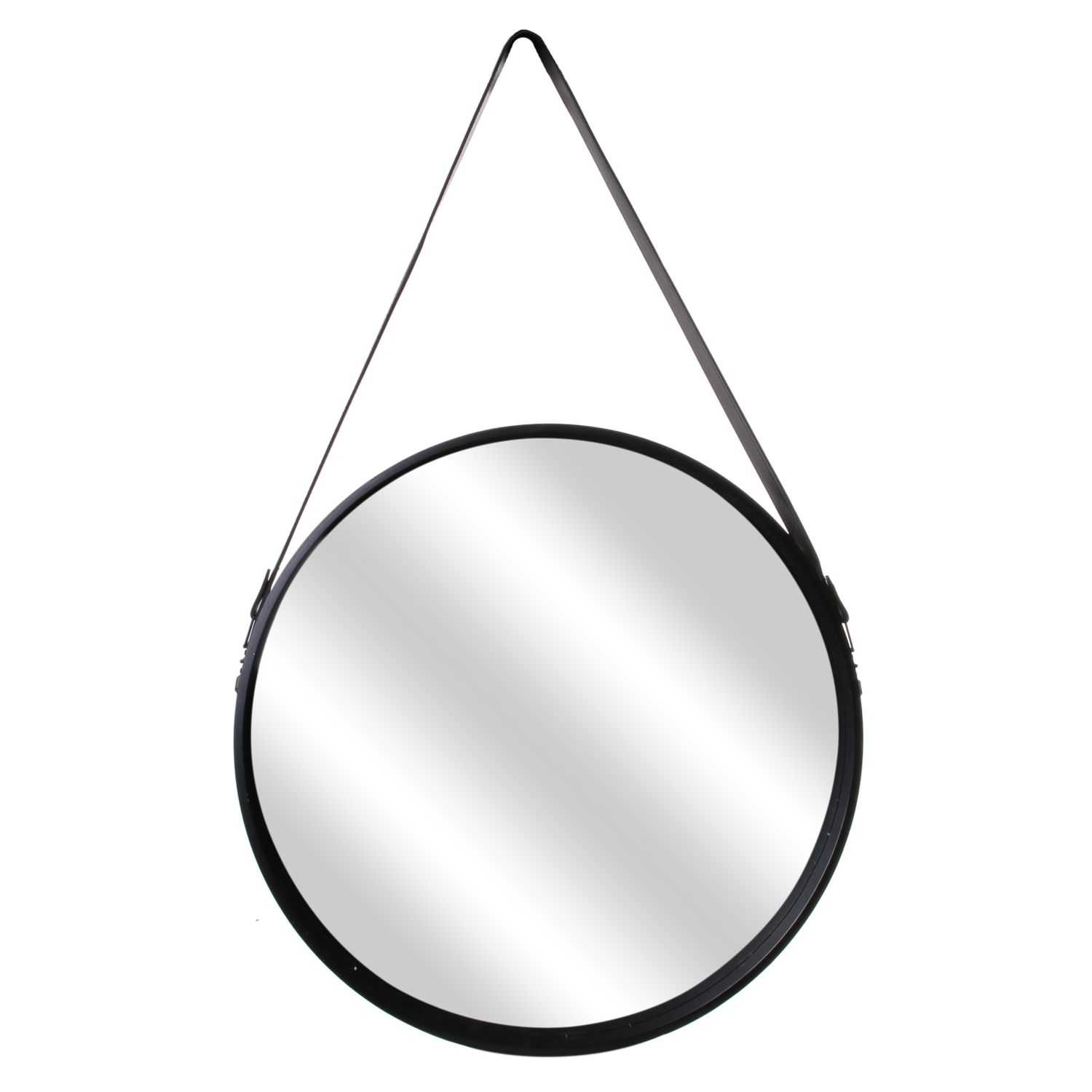 Ronde spiegel met zwart handvat 50cm