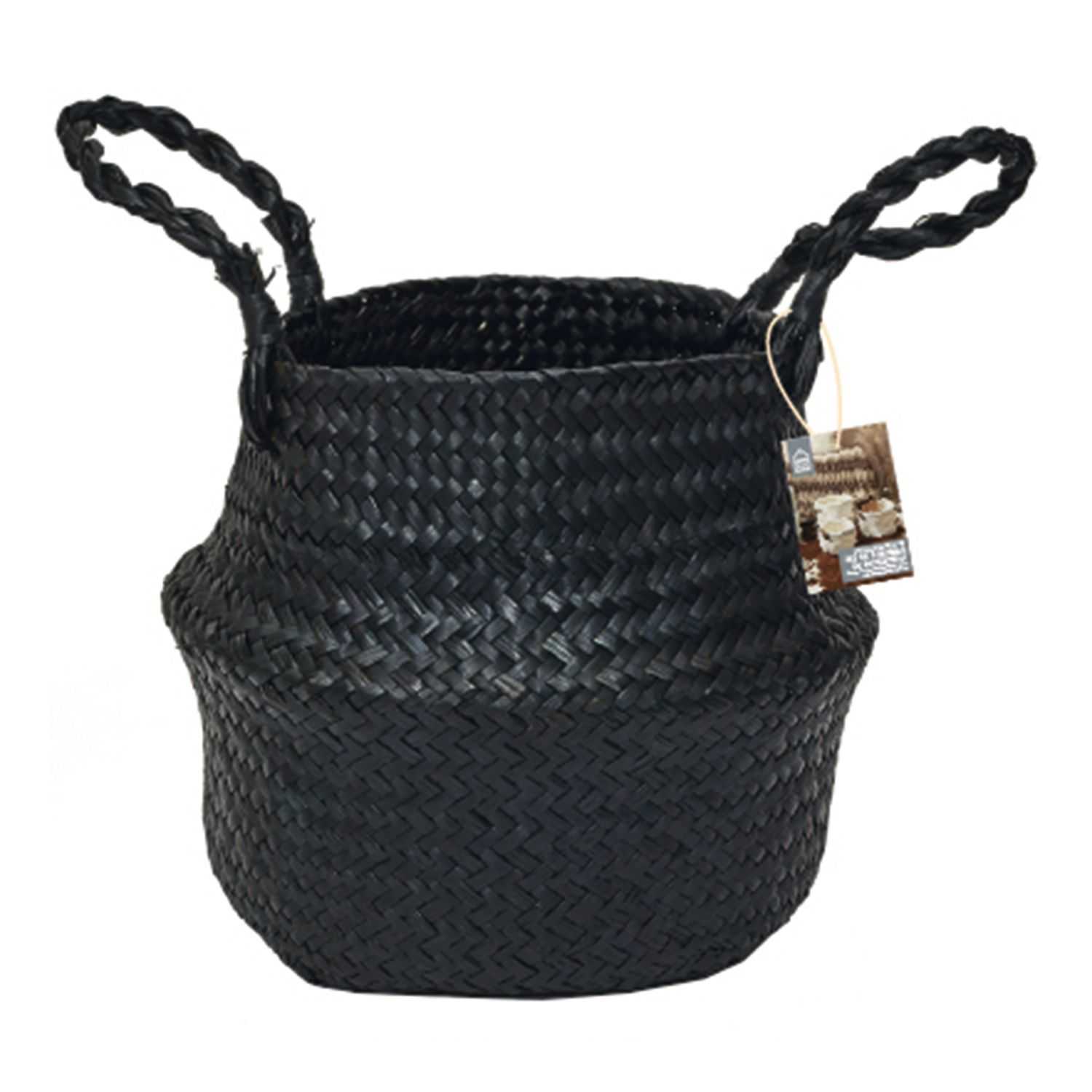 Black Forest Gevlochten manden met handvaten set 3 stuks, Zwart
