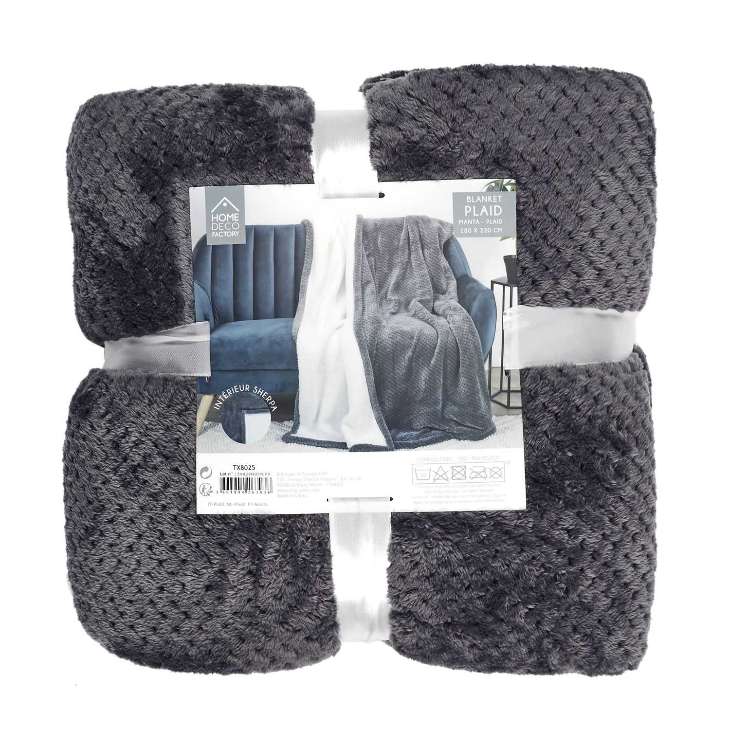 Fleece honingraat plaid xxl 180x220cm Grijs