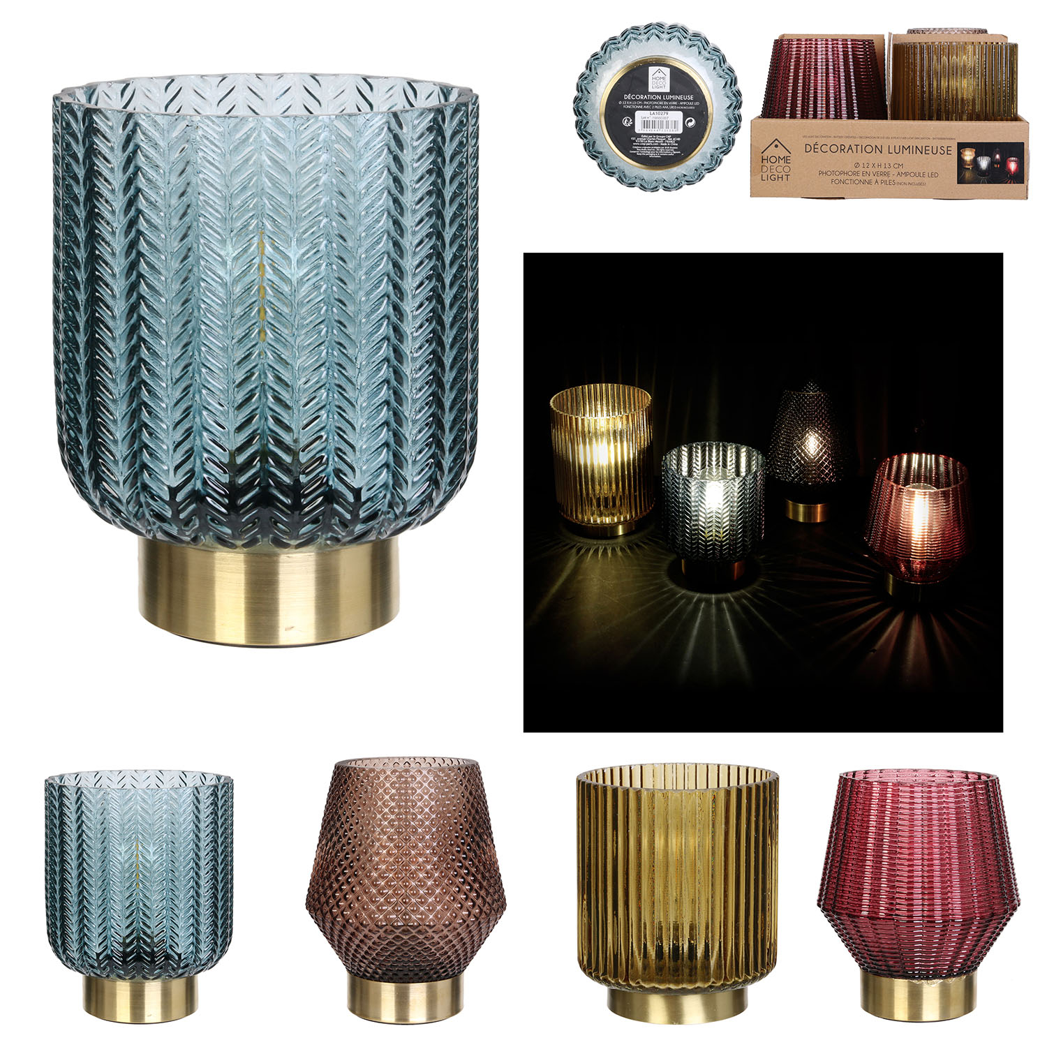 Vaas met lamp op batterijen Home Deco Retro Vaas met lamp op batterijen