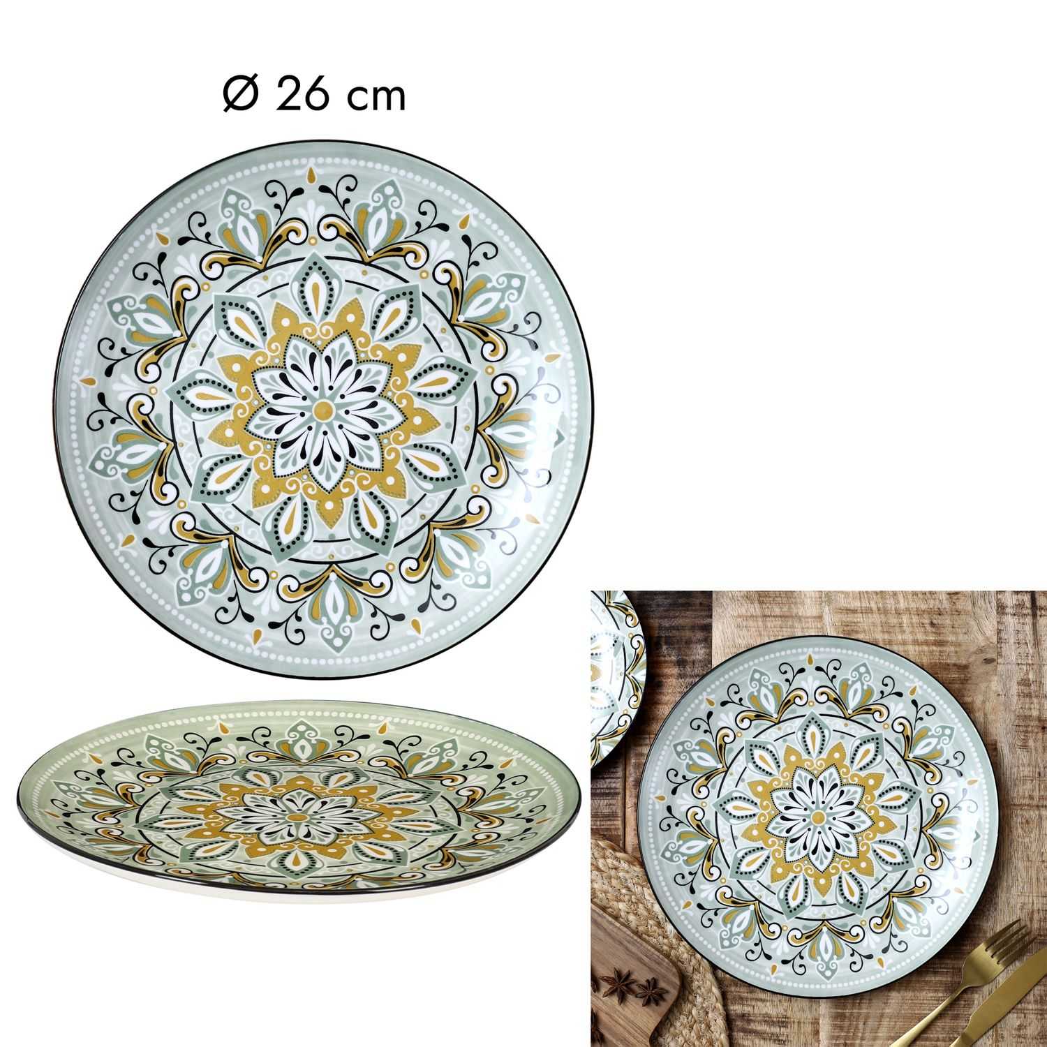 Bord Jaipur D26cm, Groen