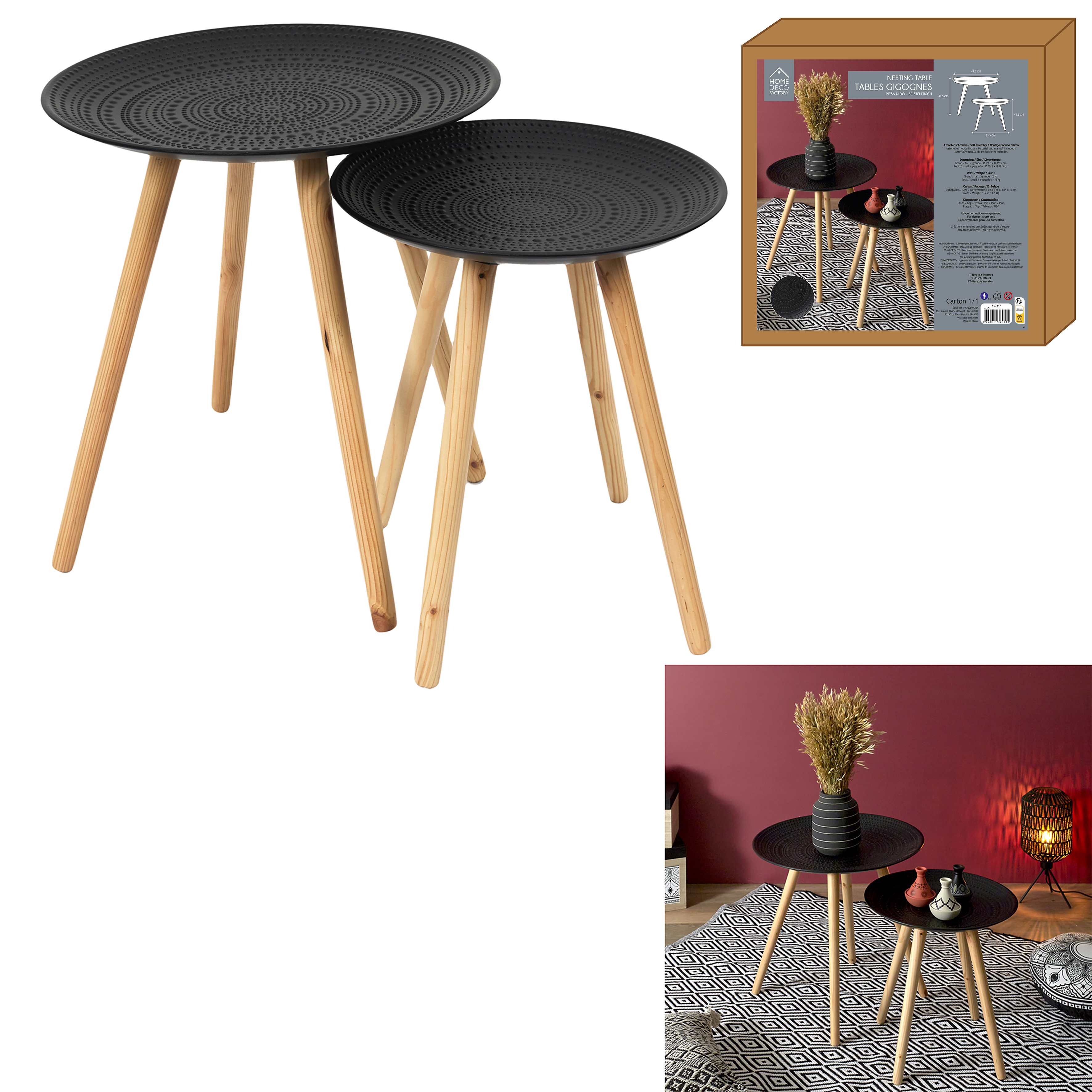 Houten bijzettafels set 2 stuks