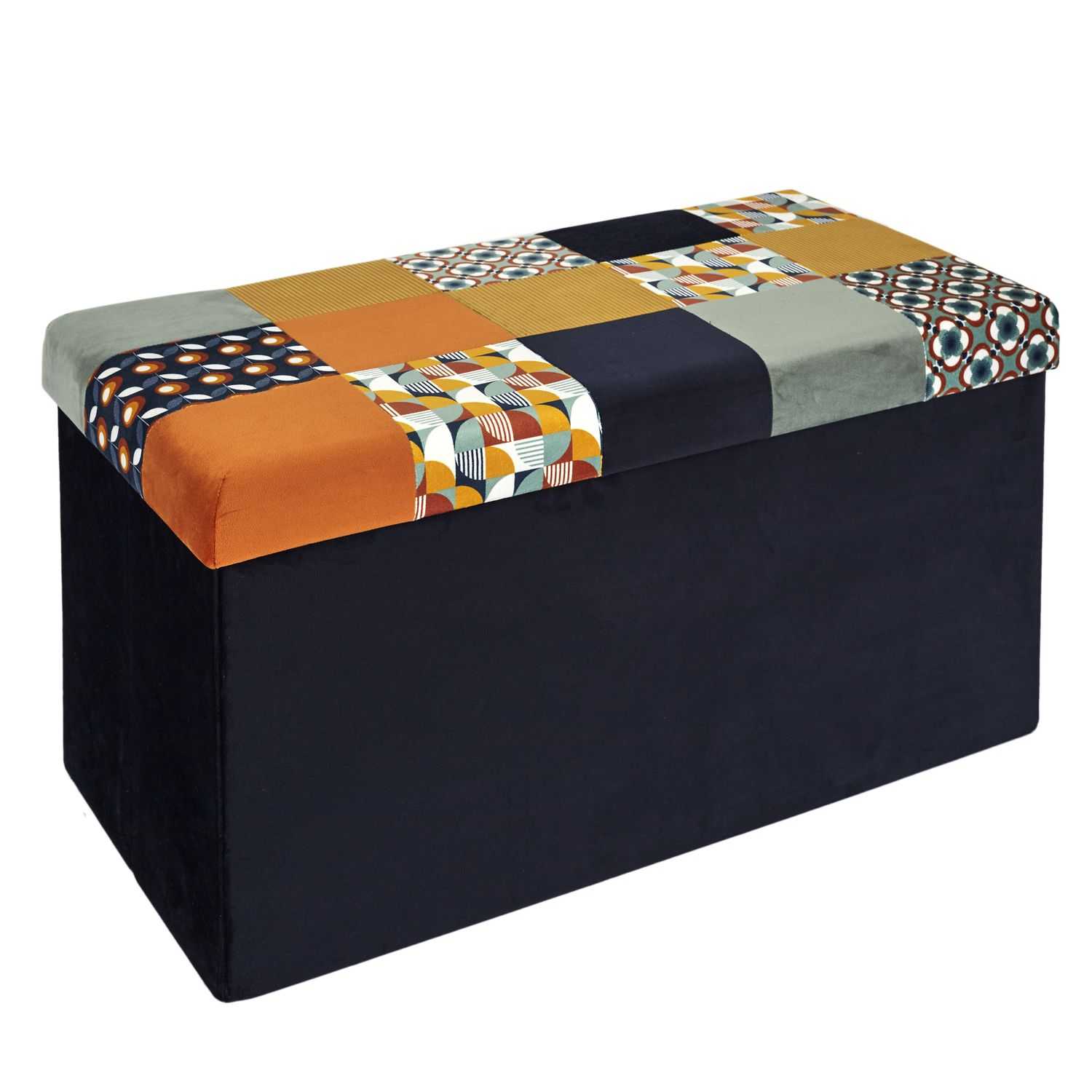 Home Deco Retro Opvouwbare poef Patchwork 76x38x38cm