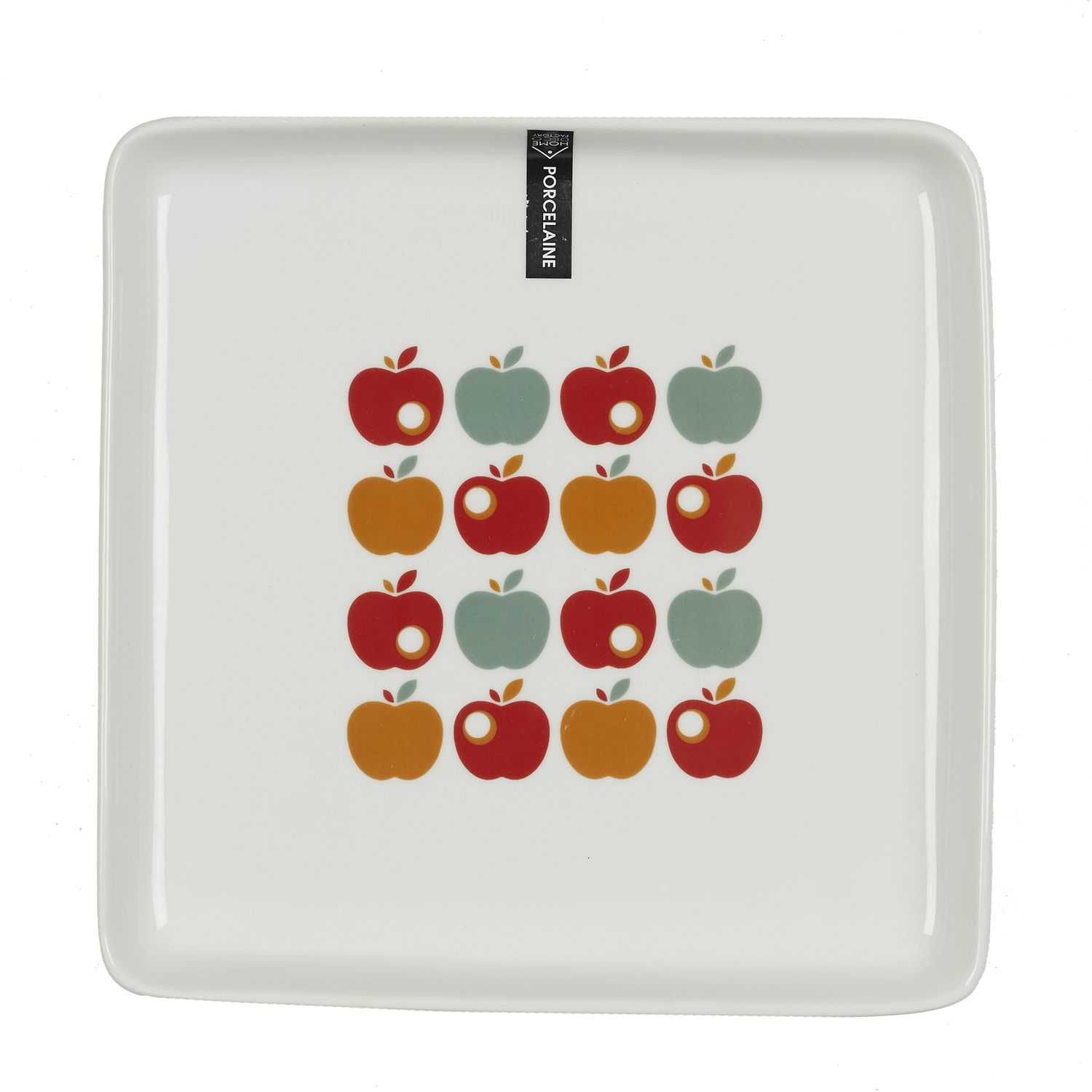 Home Deco Retro Vierkant porseleinen bord 18cm Set 2