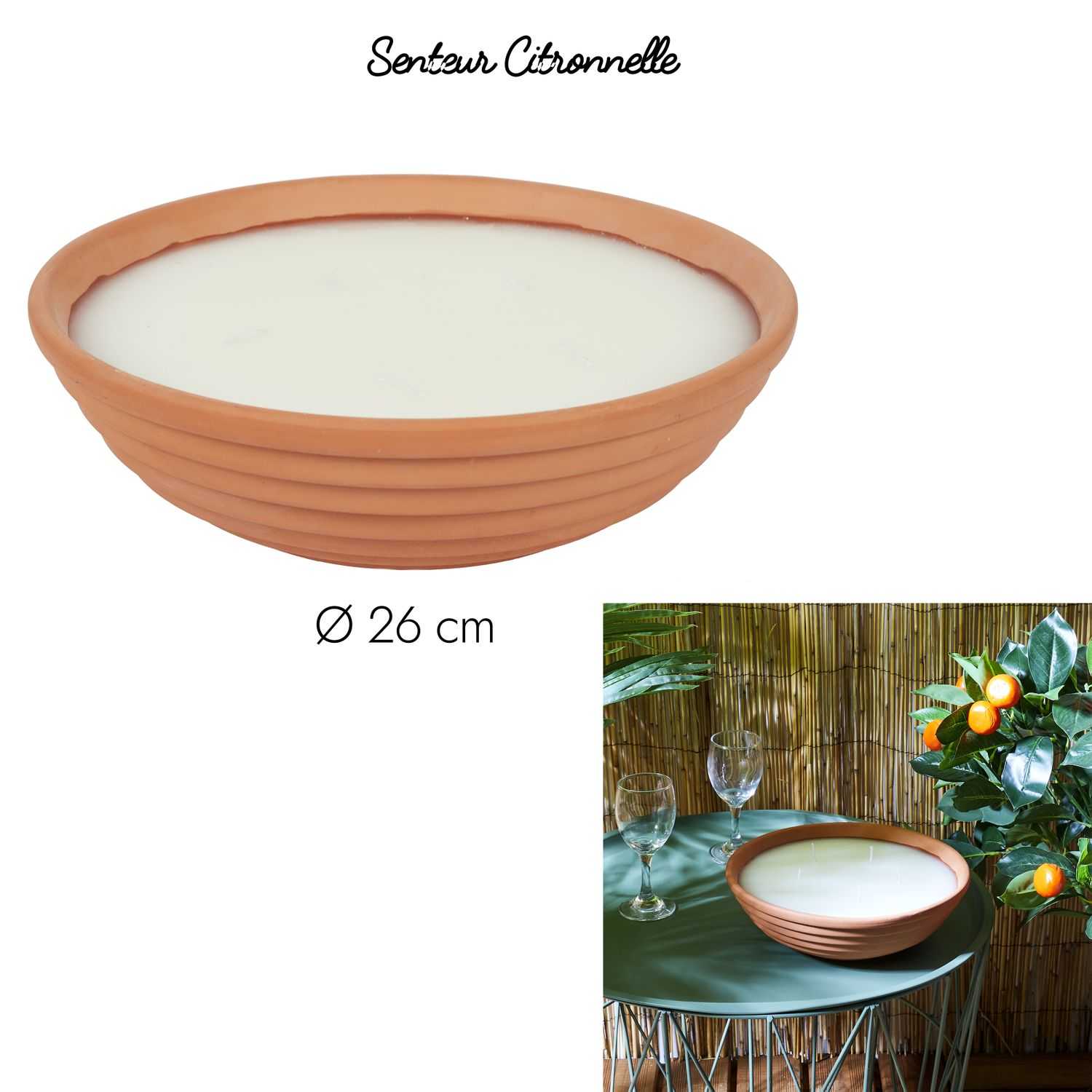 Citronella kaars in schaal D26cm