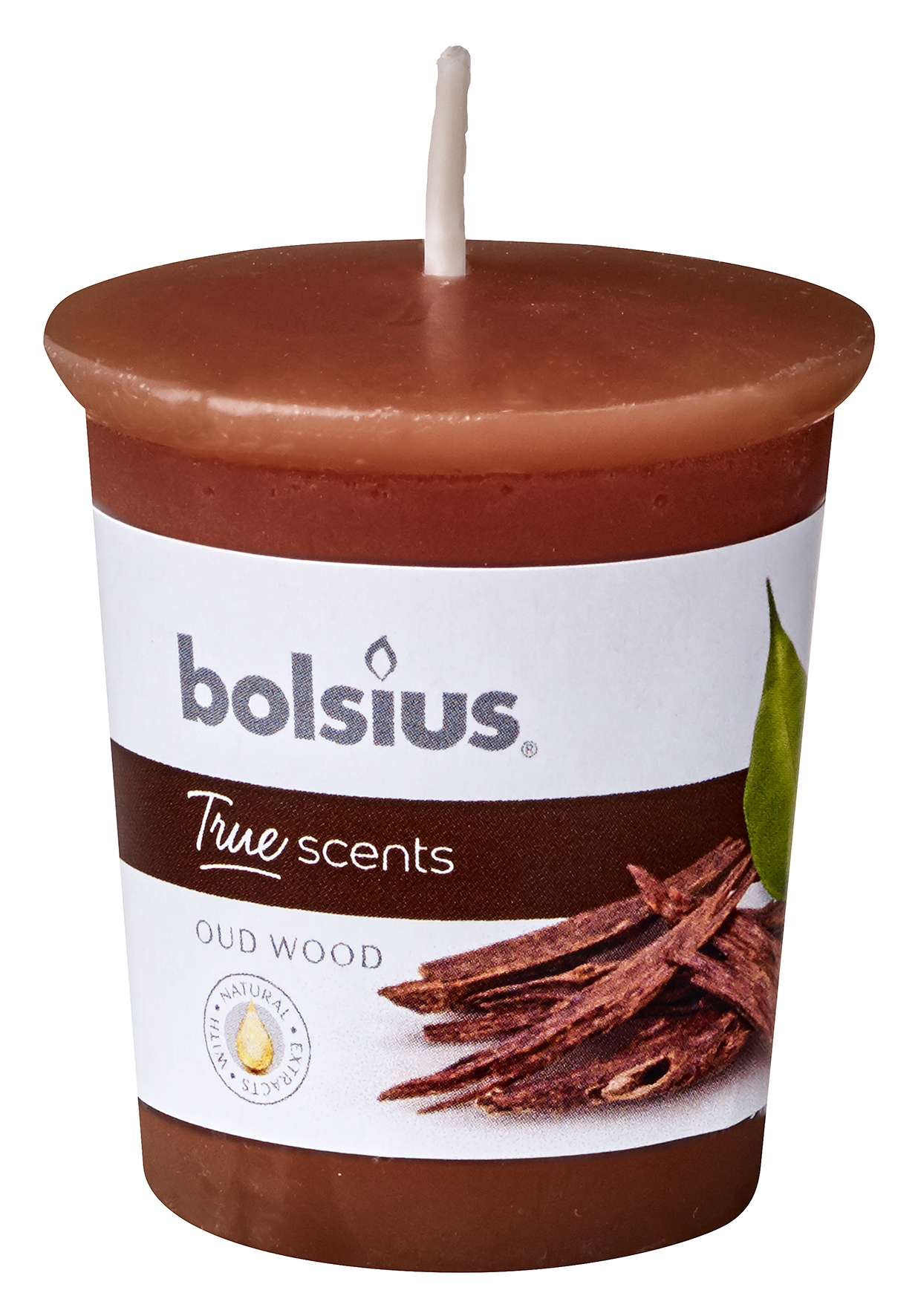 True Scents votive rond 53/45 doos 24 stuks Oud Wood