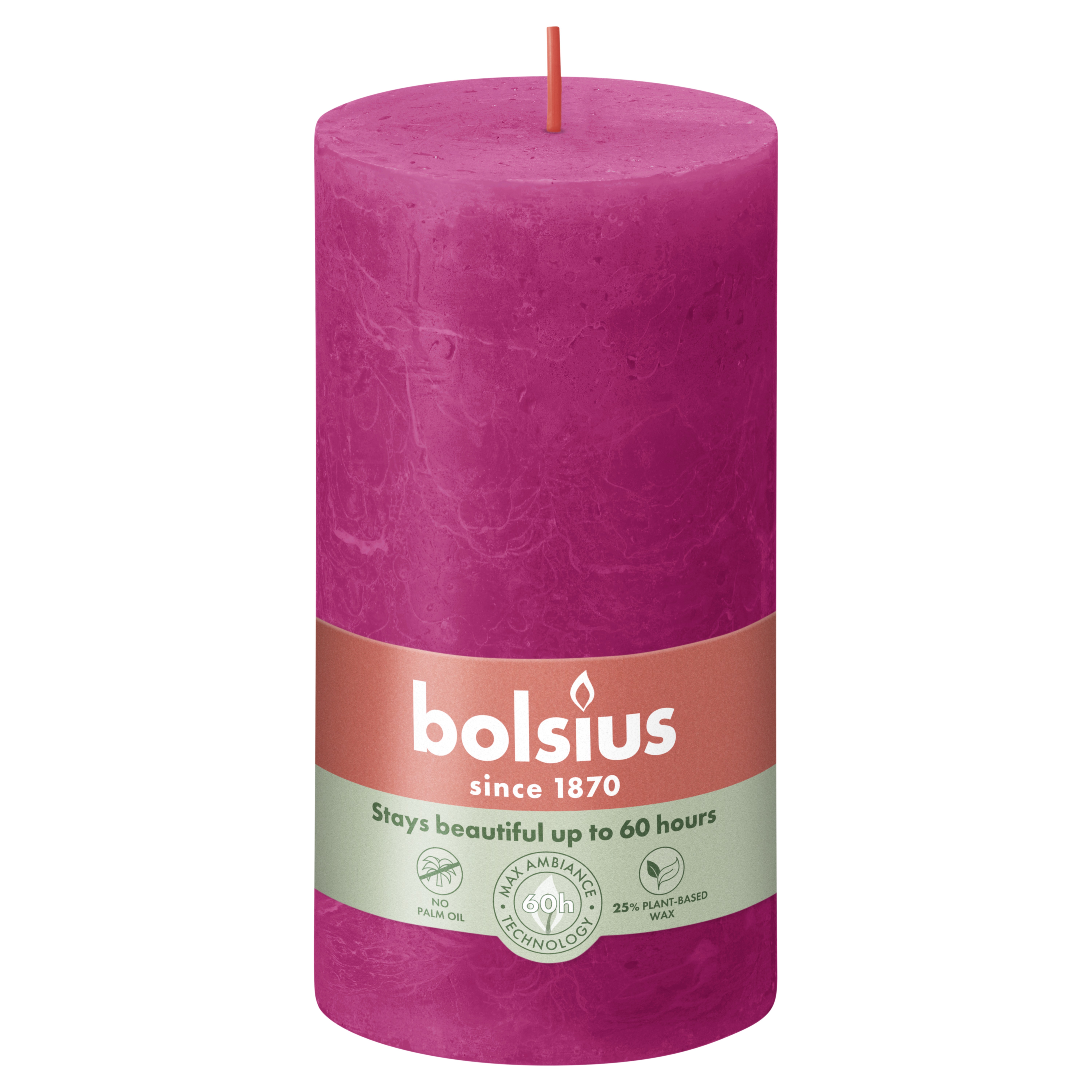 Rustiek stompkaars 130/68 Fuchsia