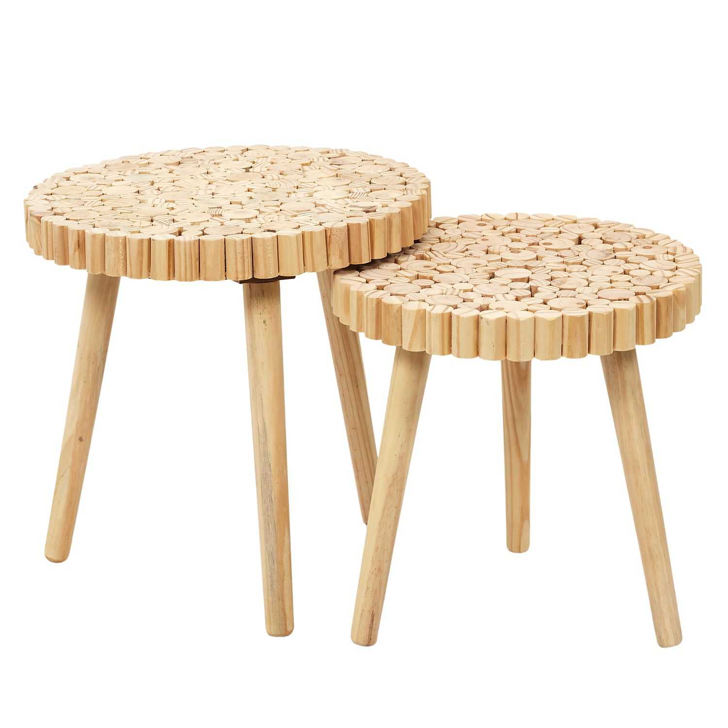 Bijzettafels Gigogne hout set 2 stuks