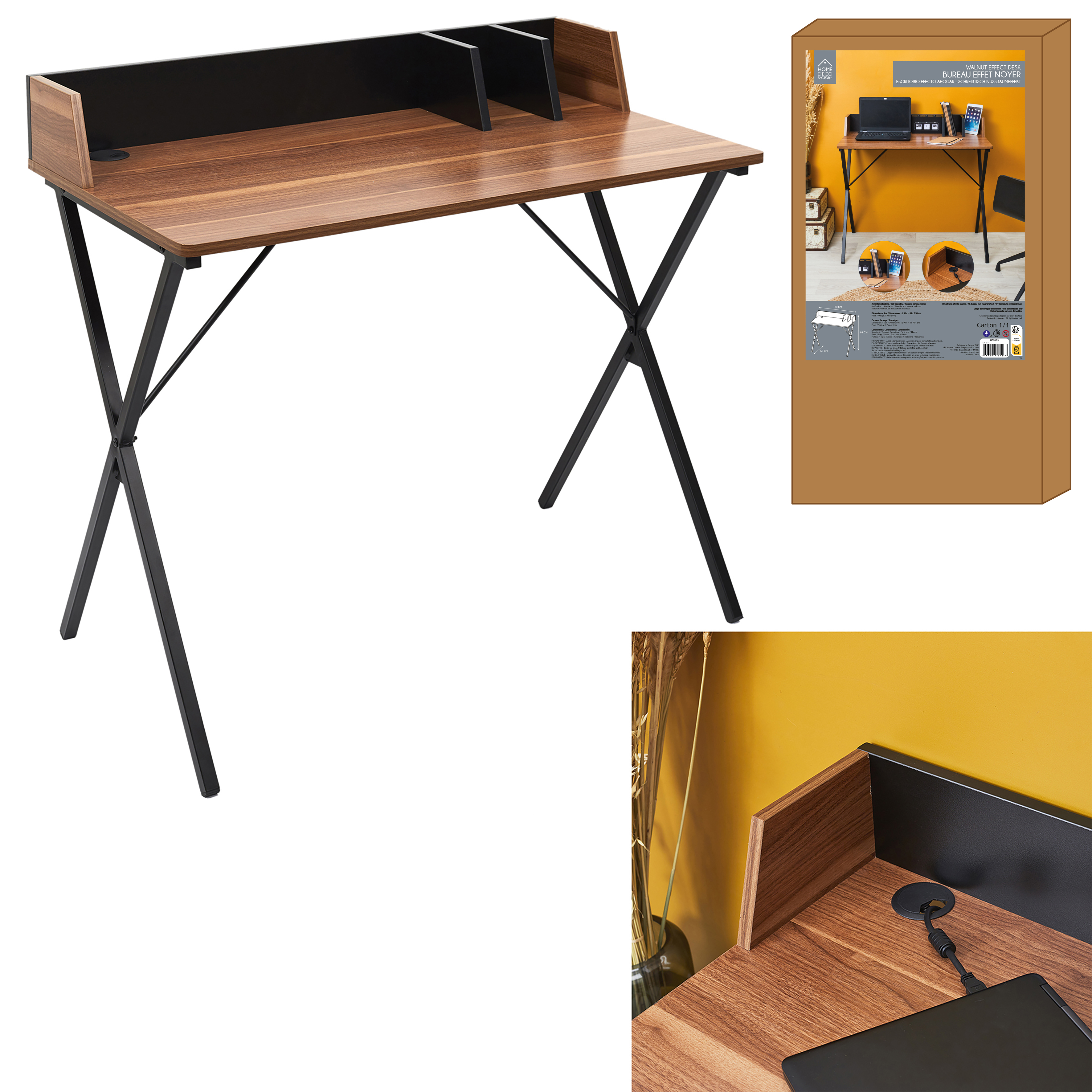 Home Deco Retro Retro bureau Brice 90x84x50cm