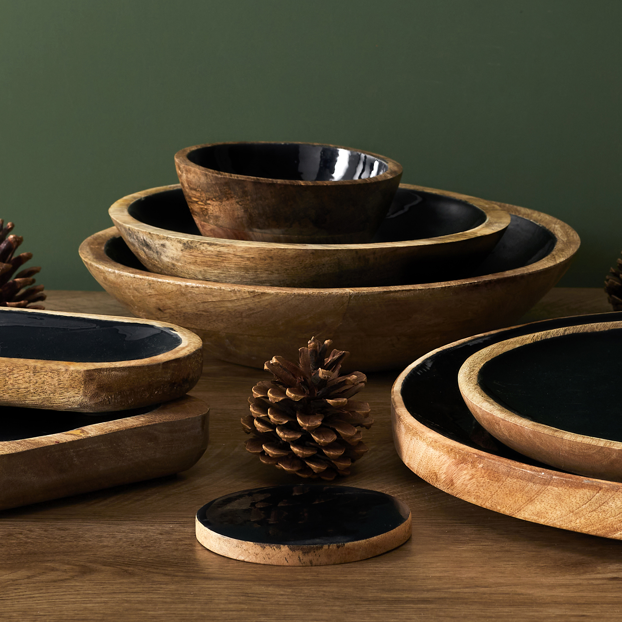 Black Forest Houten saladekom D40cm Zwart