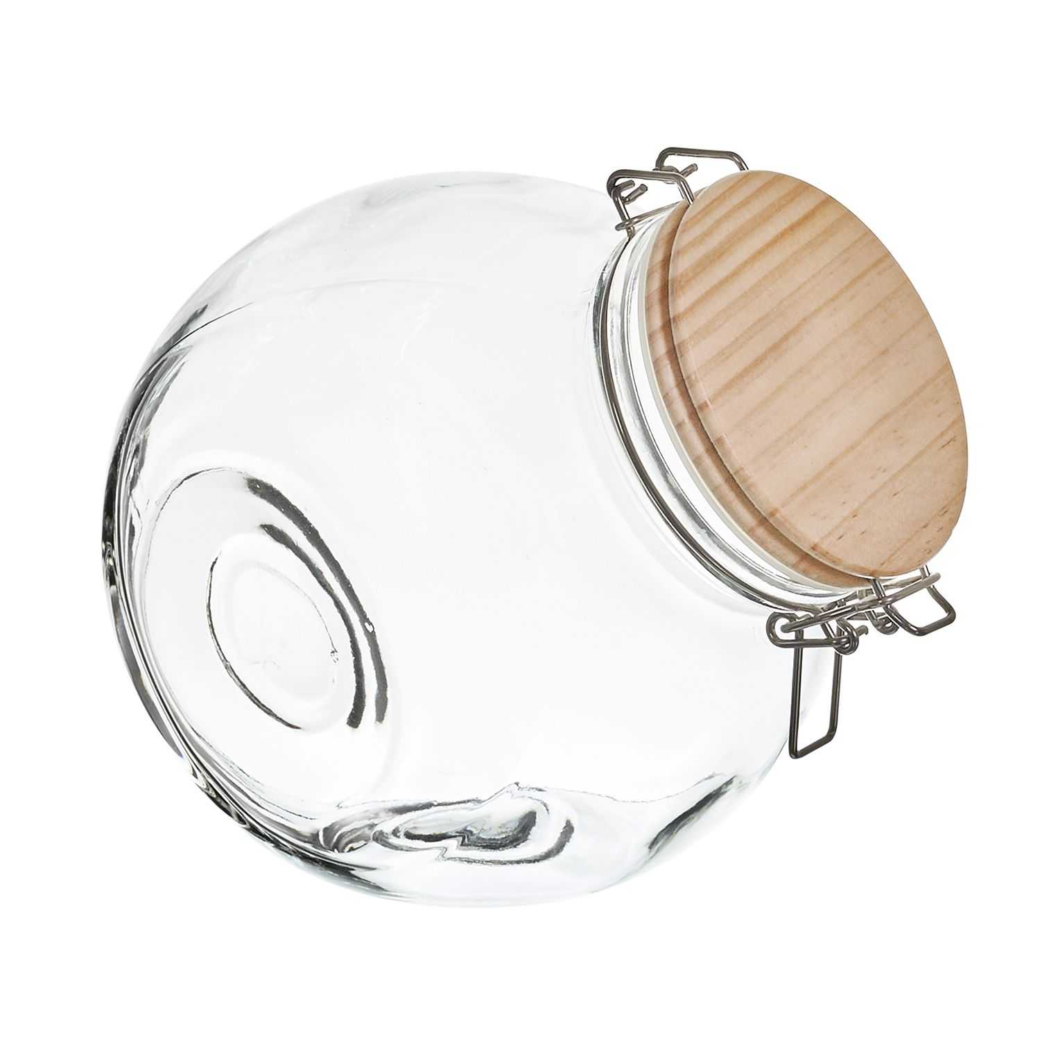 Glazen snoeppot met houten deksel 2,2liter