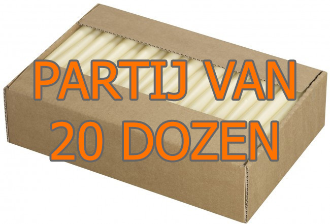 Partij Neutrale gotische kaars 240/23 doos 100 Wit - 20 dozen
