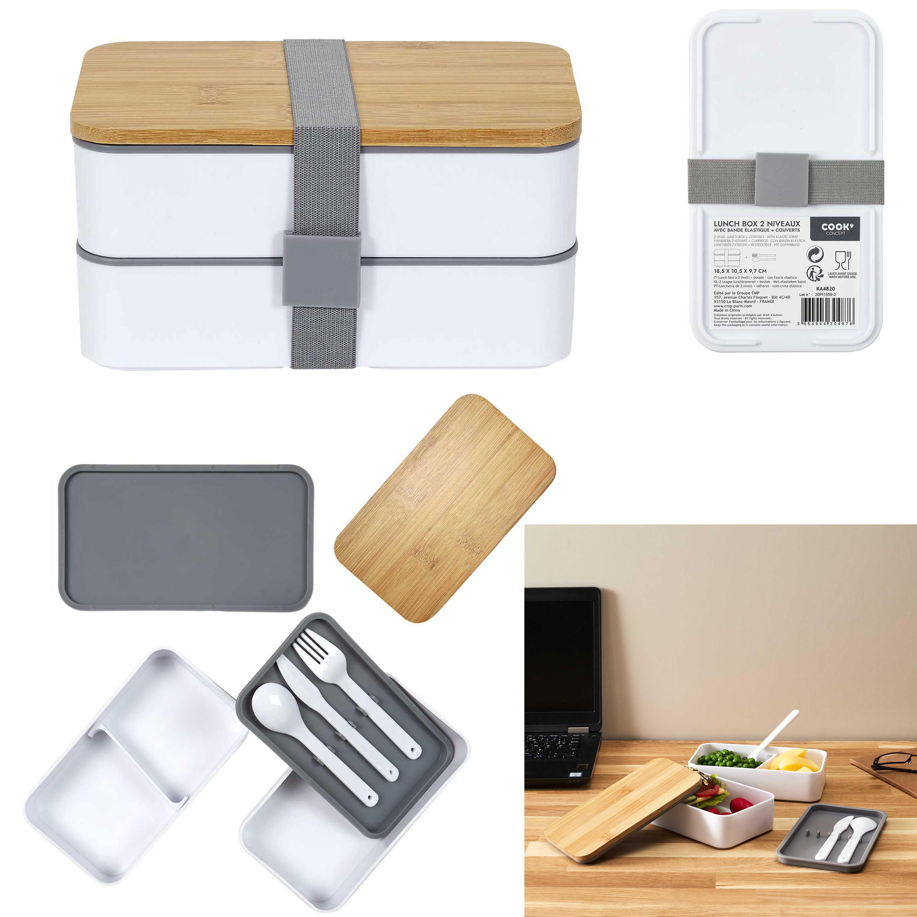 Lunchbox 2 niveaus met elastische band