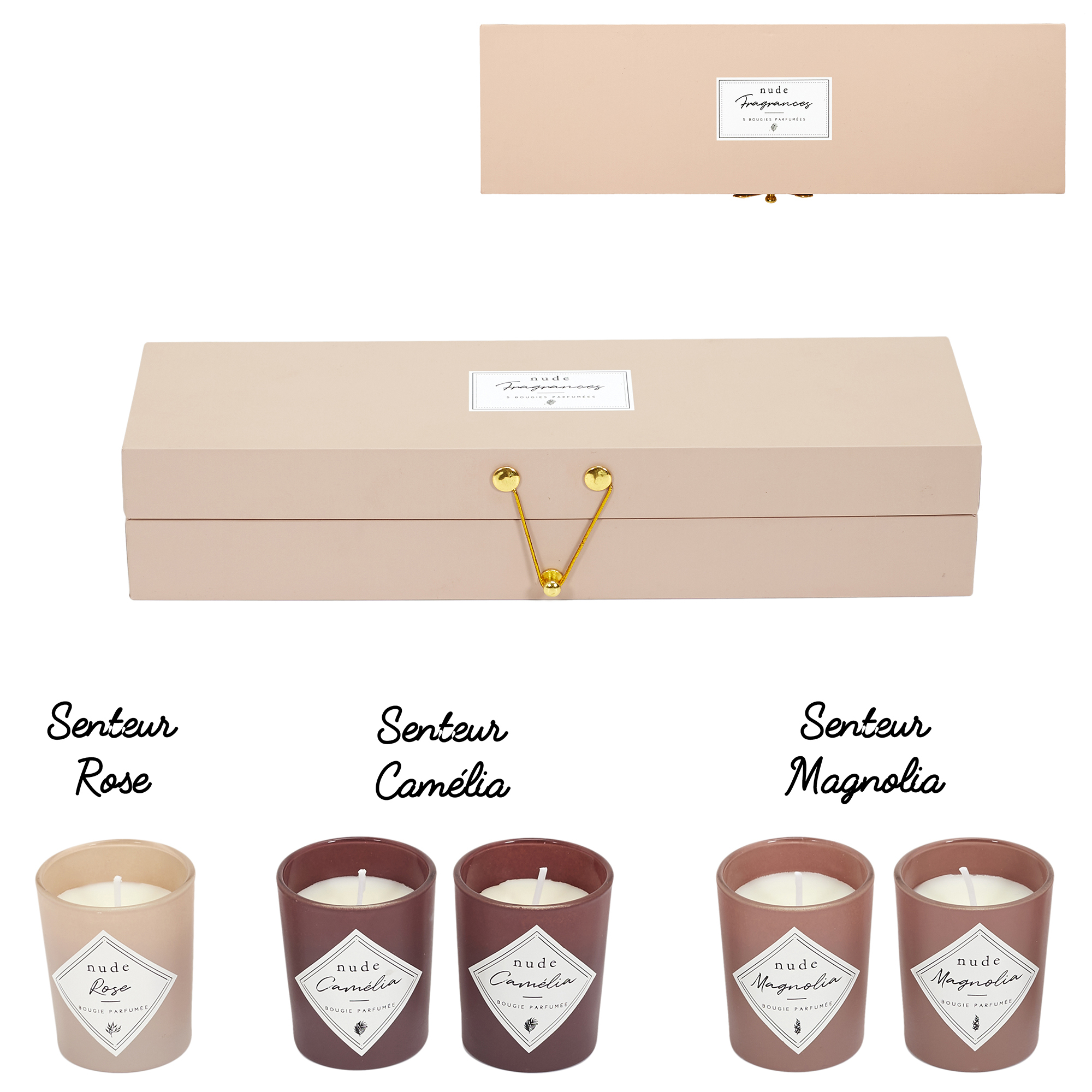 Nude Palette geurkaarsen H5cm set 5 stuks Nude Palette geurkaarsen H5cm set 5 stuks