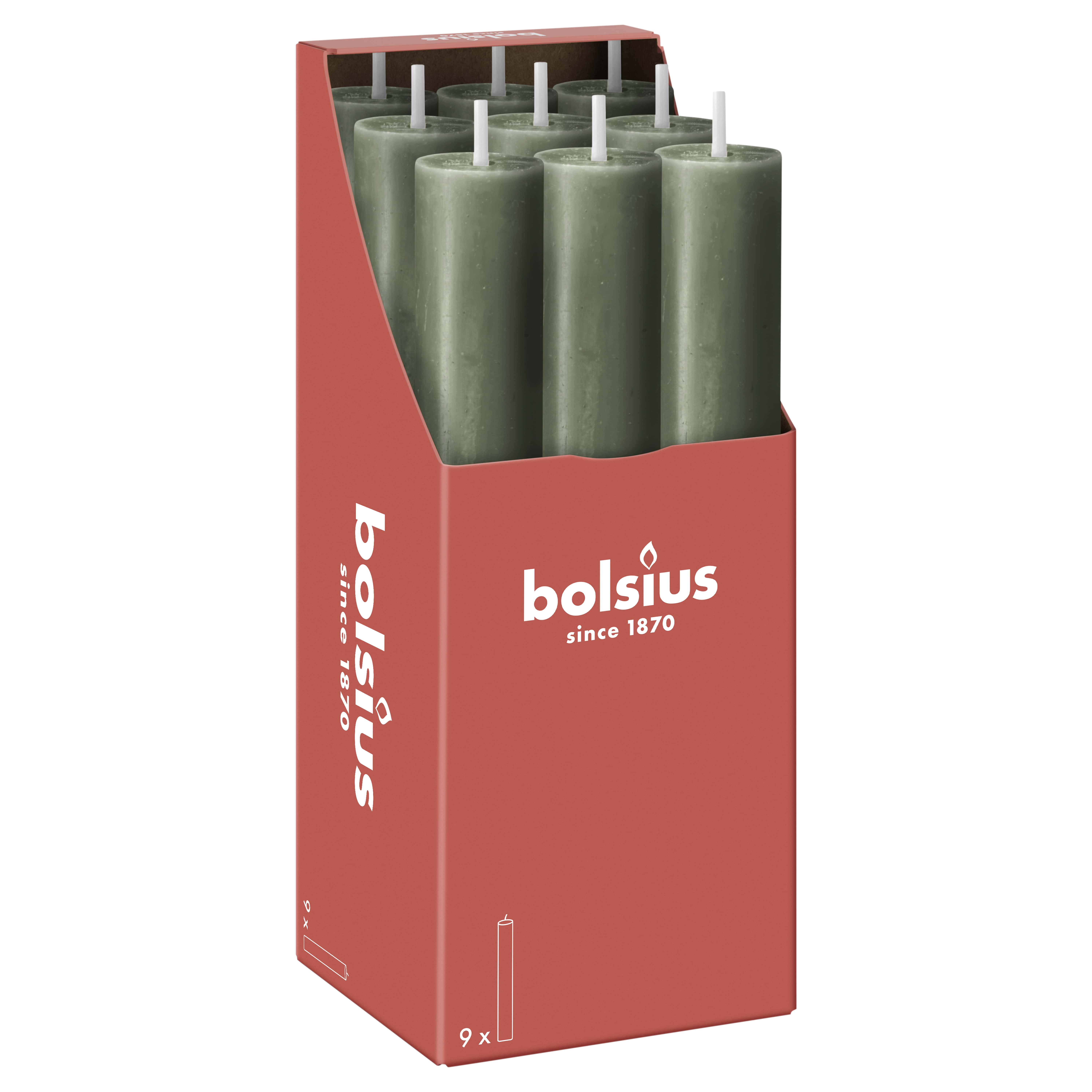 Rustiek tafelkaars XL 9 stuks Fresh Olive
