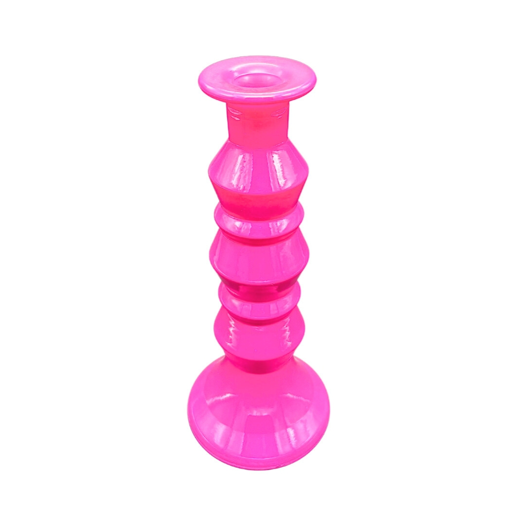 Kandelaar 'Lars' gerecycled glas glans roze