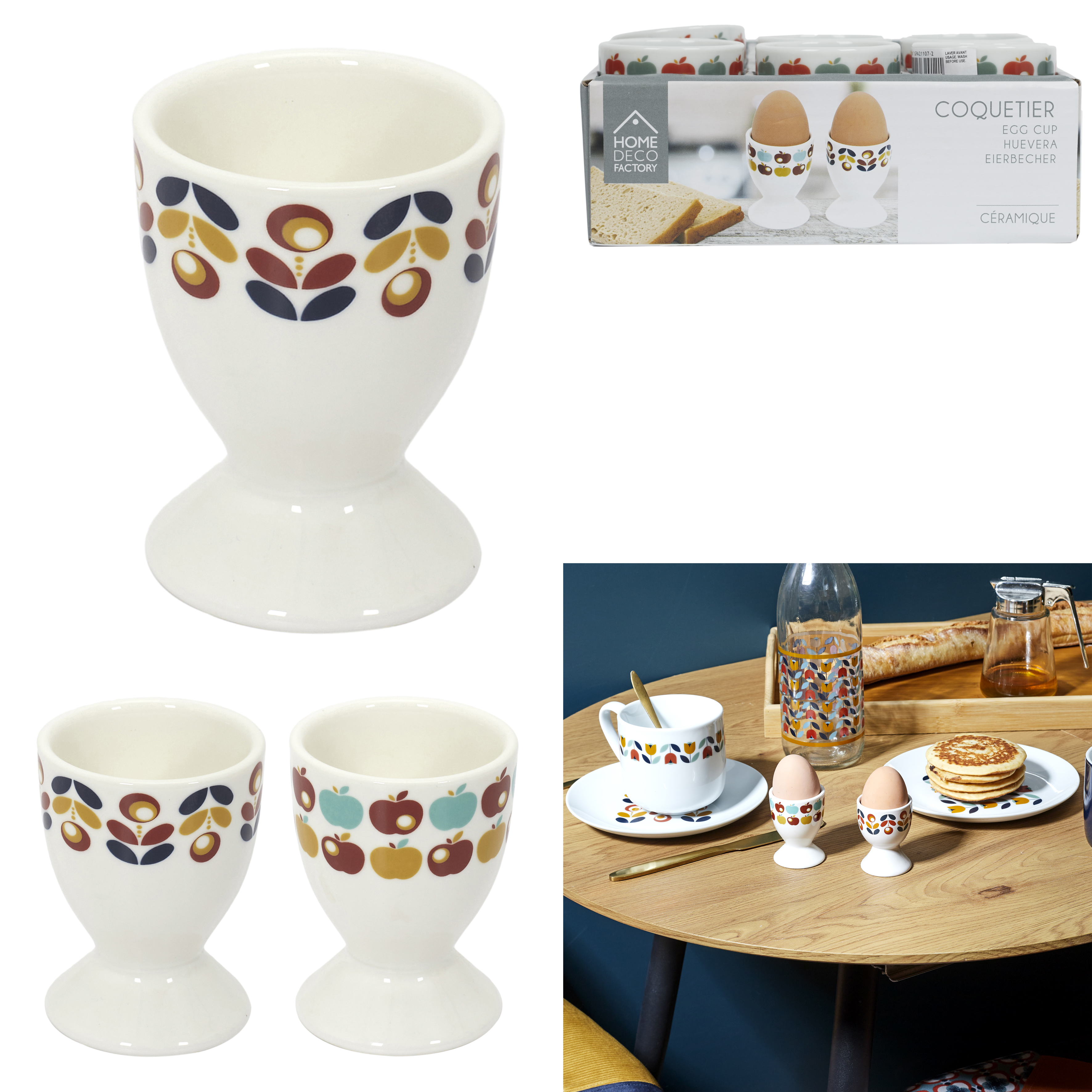 Home Deco Retro porseleinen eierdopje Set 2