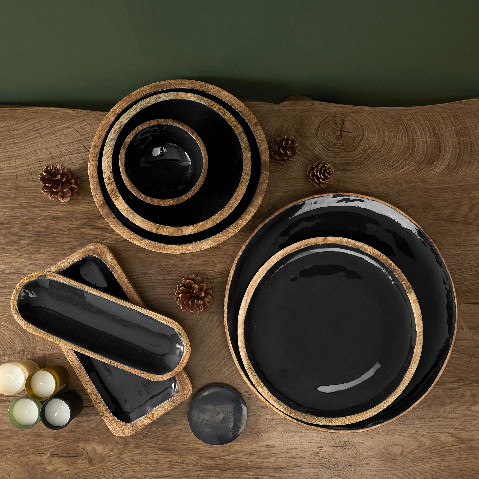 Black Forest Houten dienblad 30x10cm Zwart