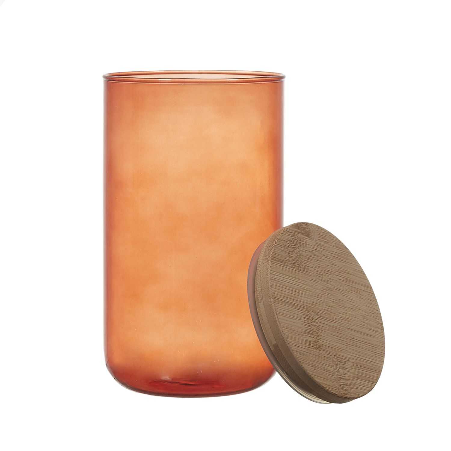 Glazen pot met bamboedeksel 1 liter