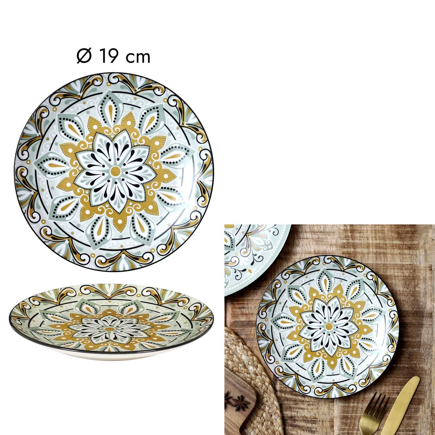 Bord Jaipur D19cm, Groen