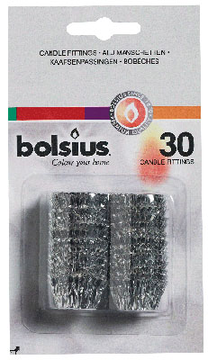 Blister met 30 kaarsenpassingen Zilver