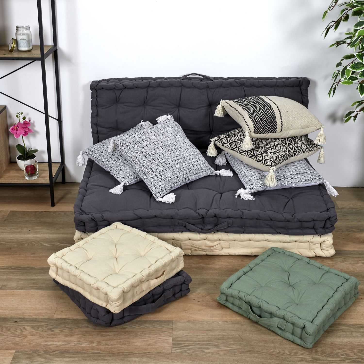 Vloerkussen outdoor 40x40cm, Creme