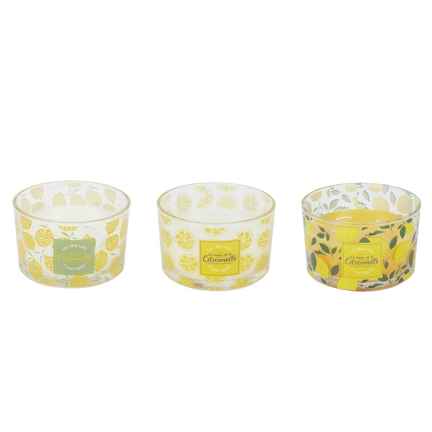 Citronella kaars in glas met 3 lonten D13cm