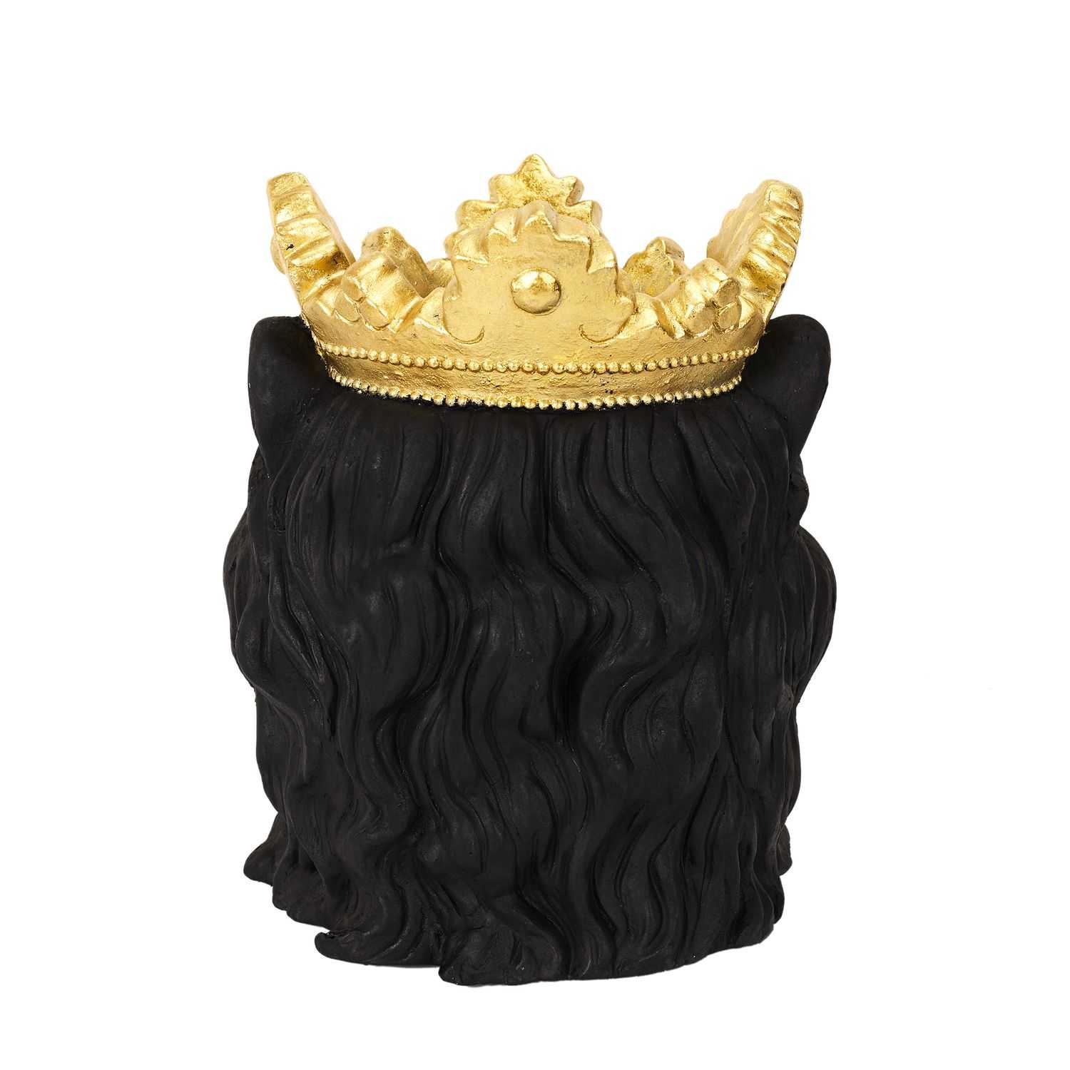 Decoratieve pot leeuw H39xD16cm, Zwart