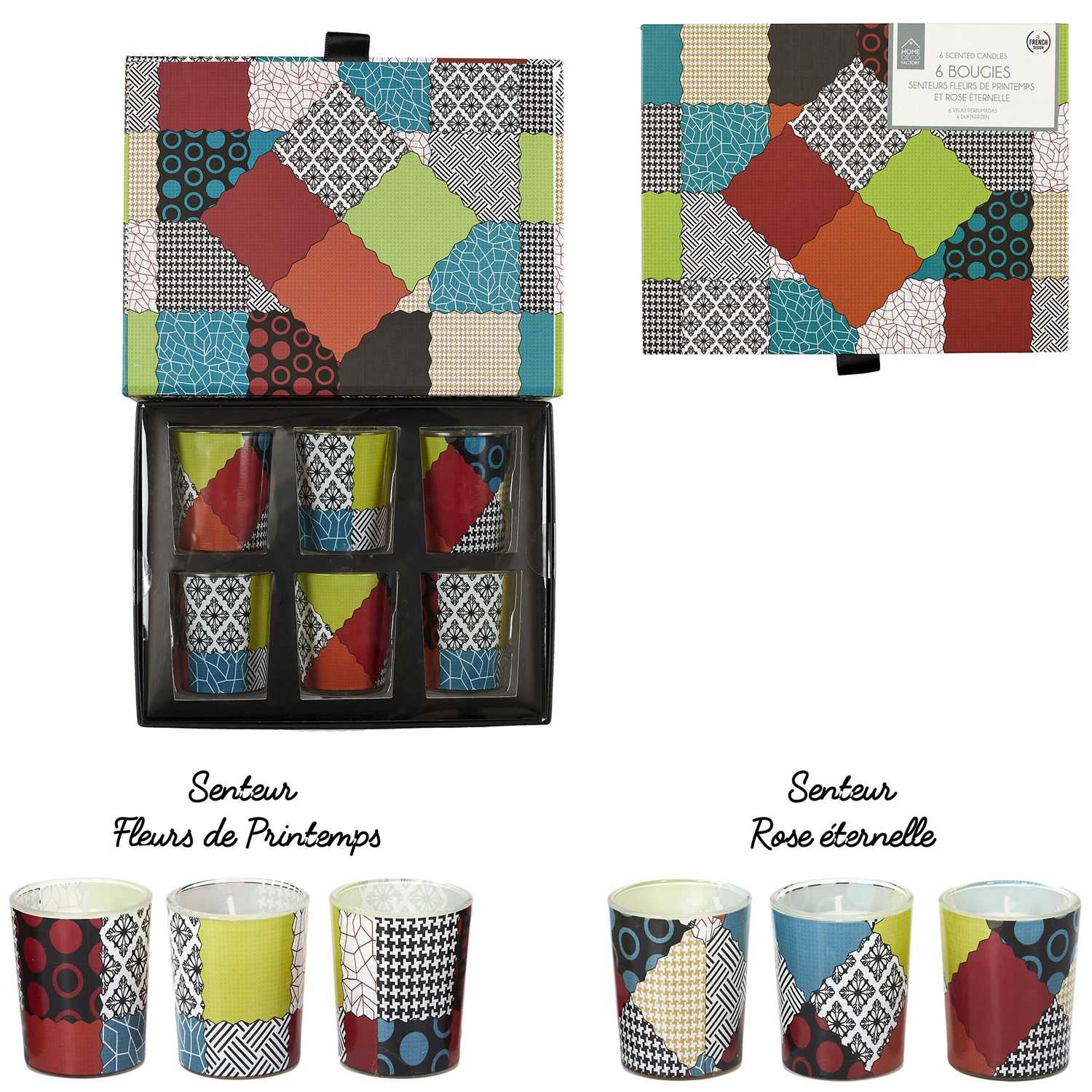 Geschenkset met 6 geurkaarsen multicolor