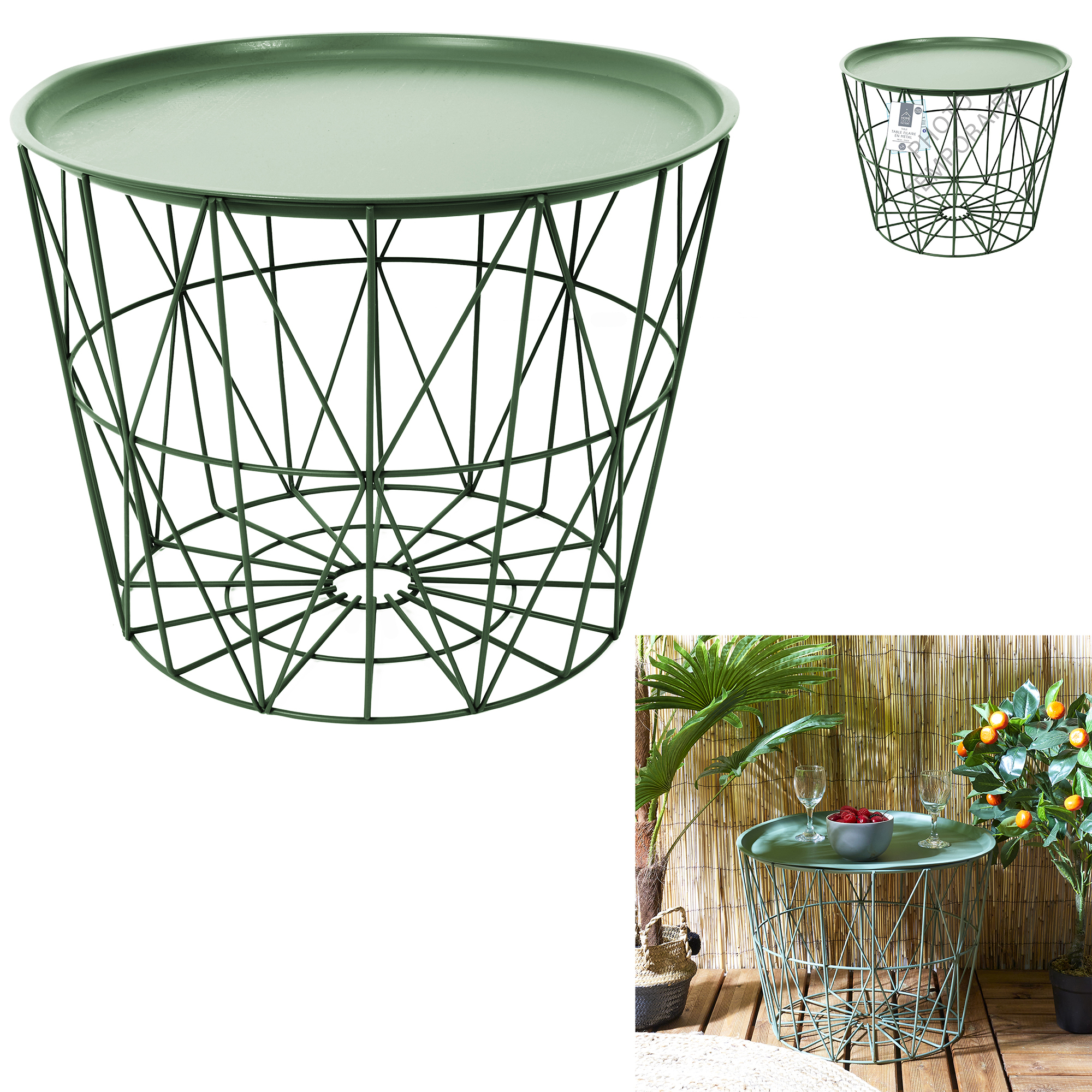 Metalen opbergmand D50cm Groen Metalen opbergmand D50cm Groen