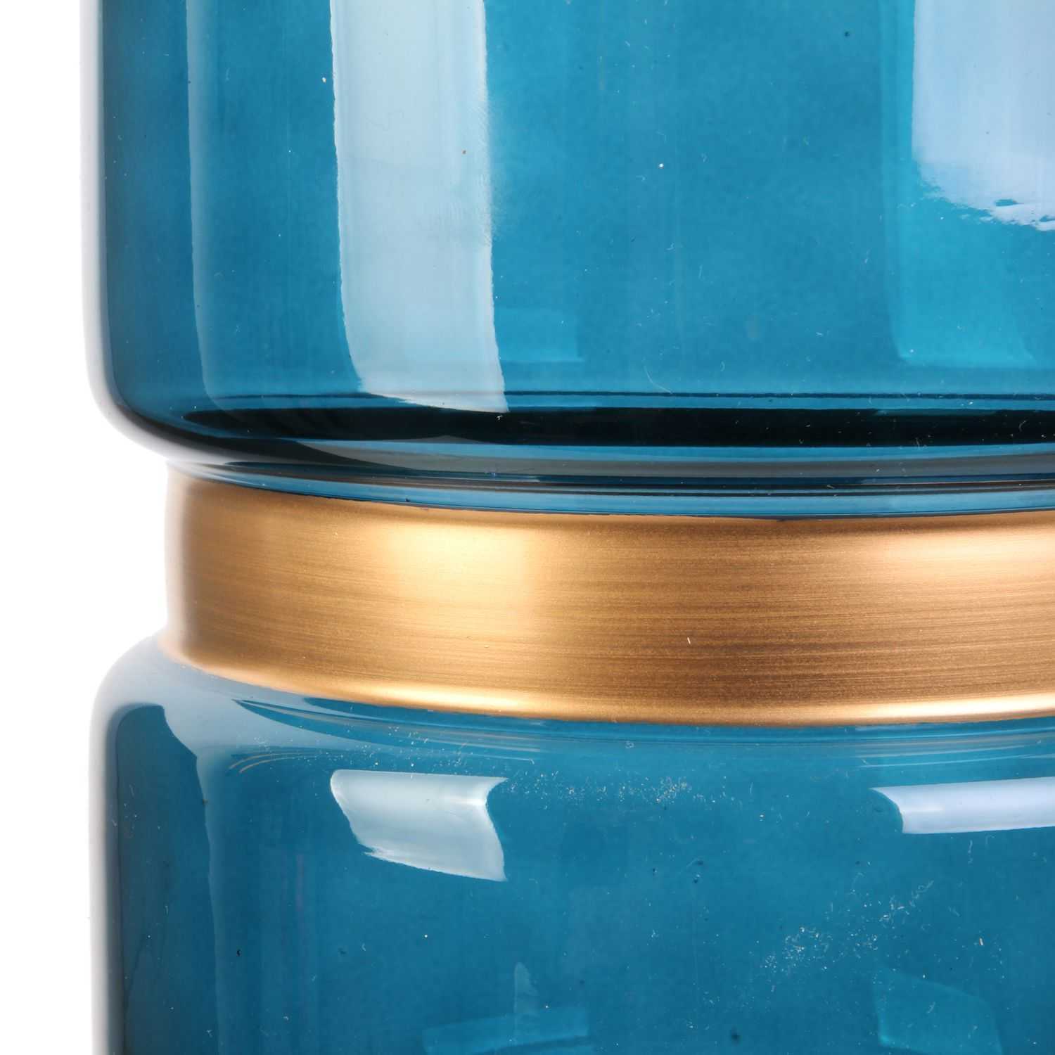 Nuit Slave Blauwe vaas met goudkleurige rand 20,5cm