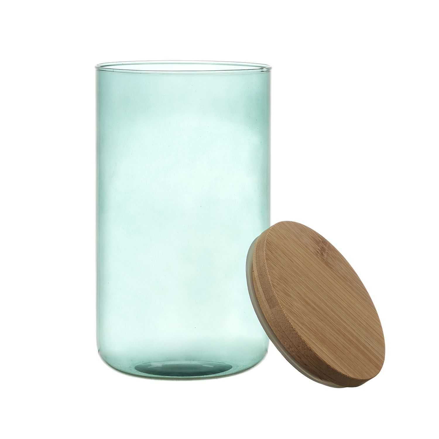 Glazen pot met bamboedeksel 1 liter