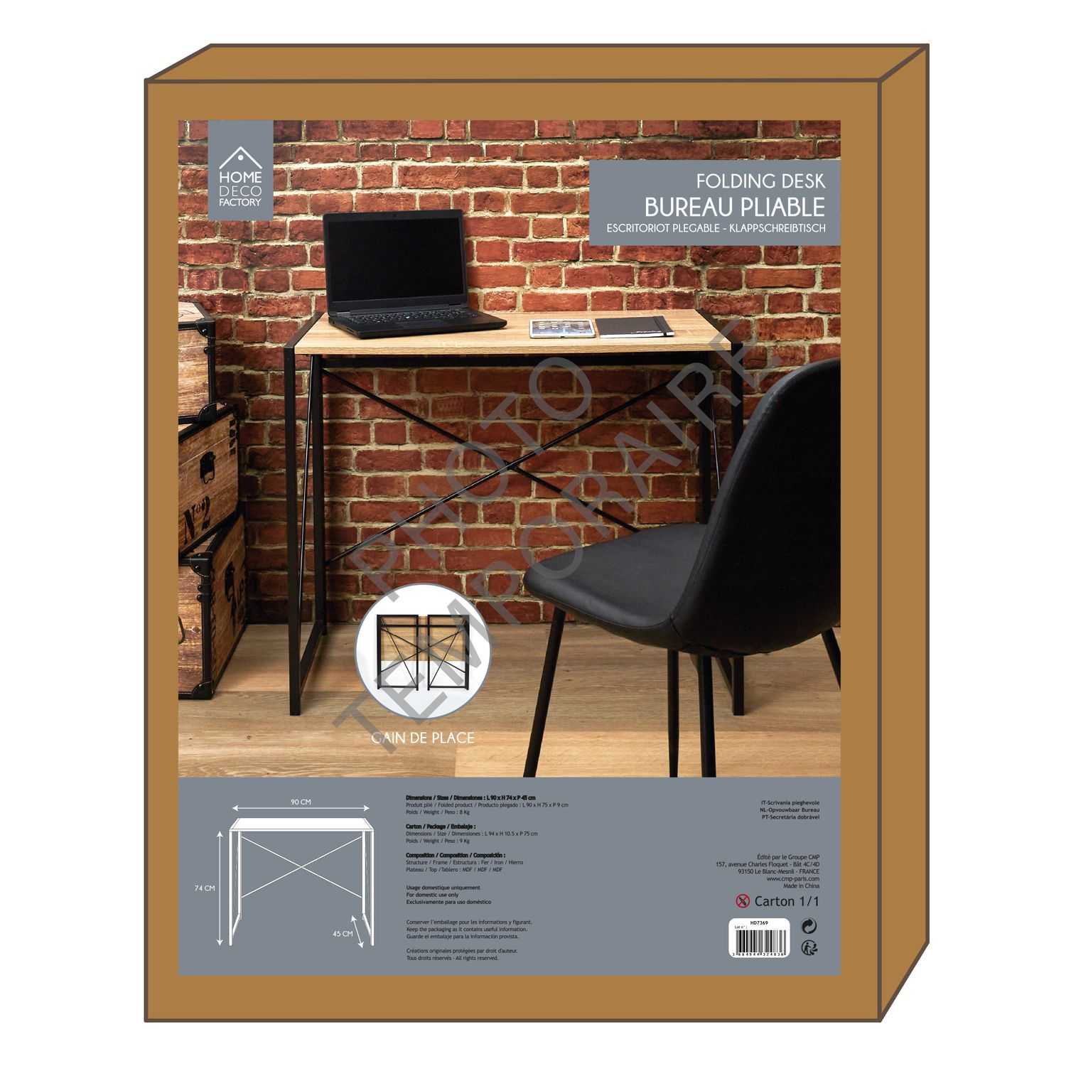 Opvouwbaar bureau Pliable Bois 90x74x45cm
