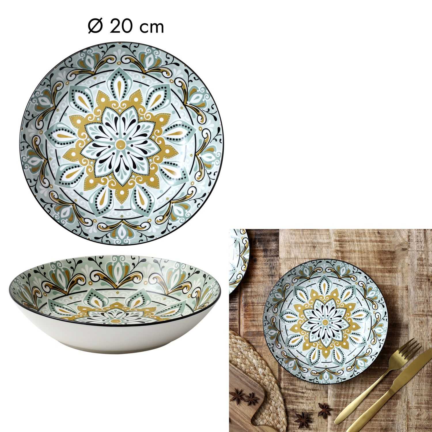 Bord Jaipur D20cm, Groen
