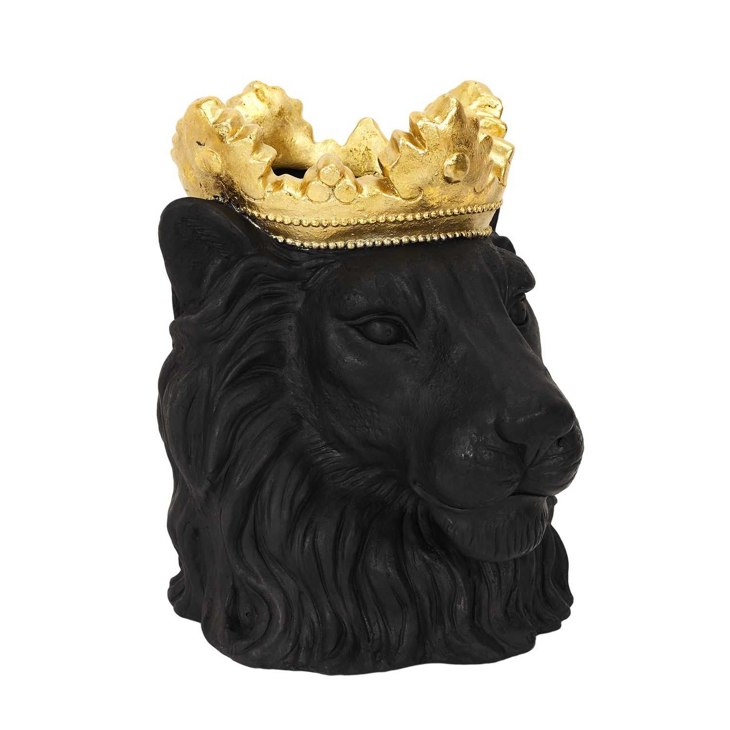 Decoratieve pot leeuw H39xD16cm, Zwart