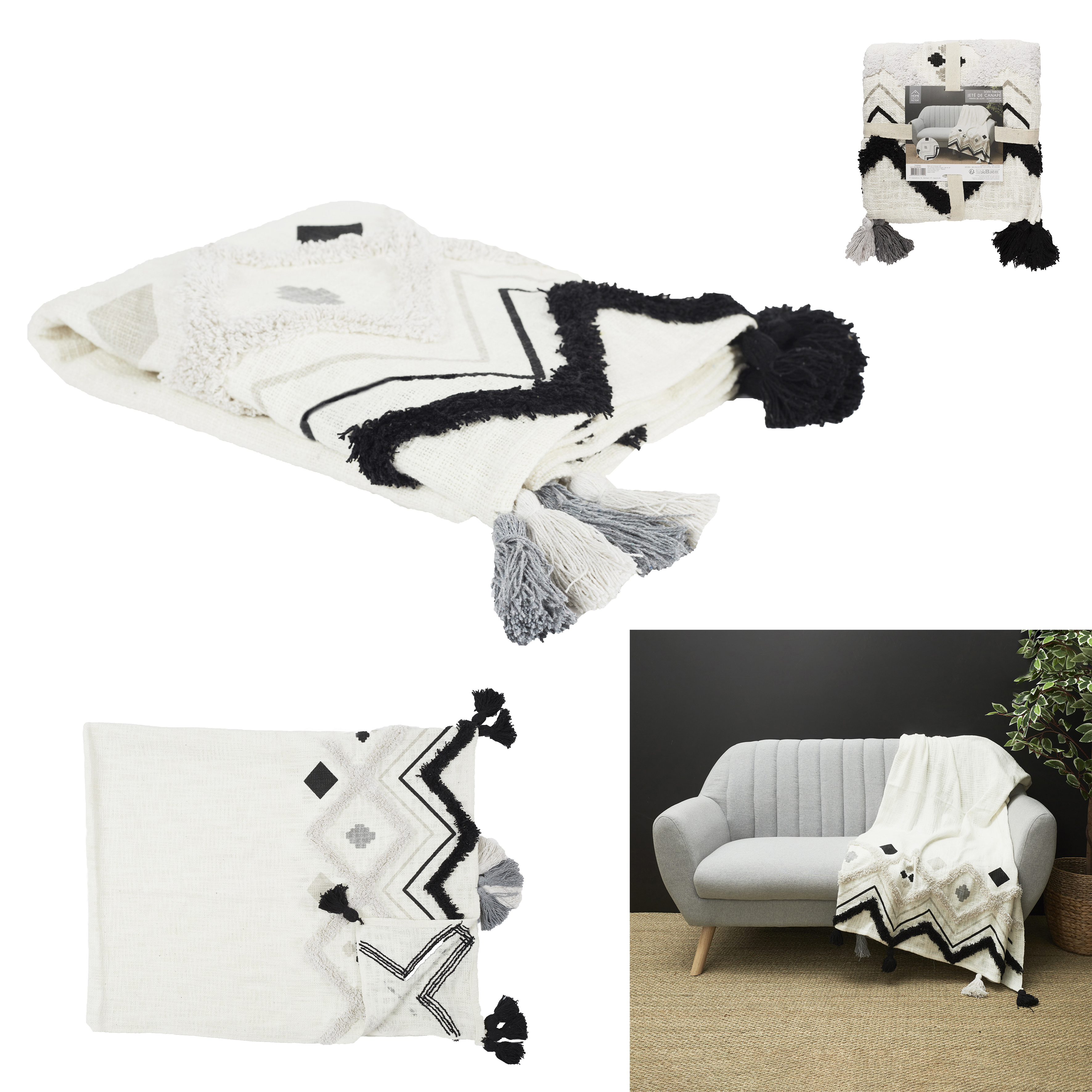 Etnisch bankkleed 130x150cm Zwart Esthetisch bankkleed 130x150cm Zwart
