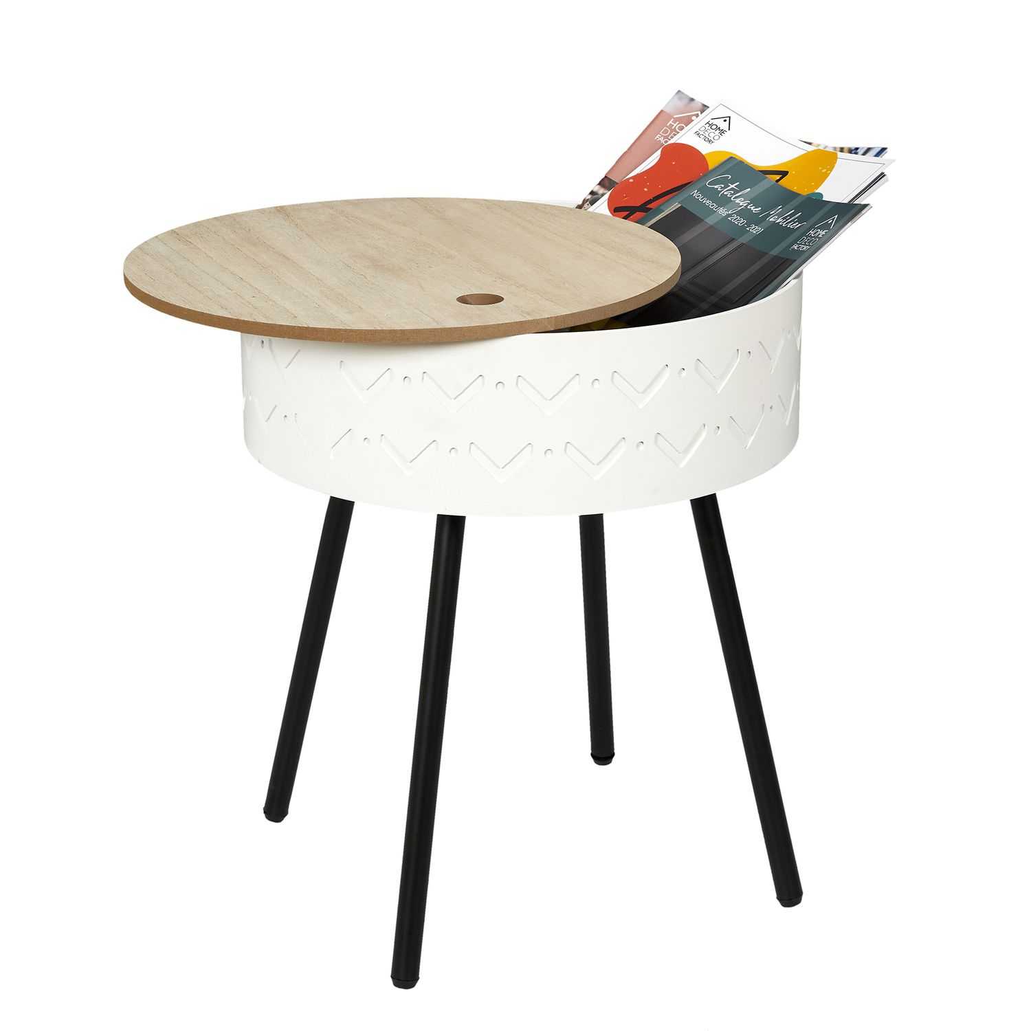 Koffietafel met opbergtrommel 38x45x38cm, Wit