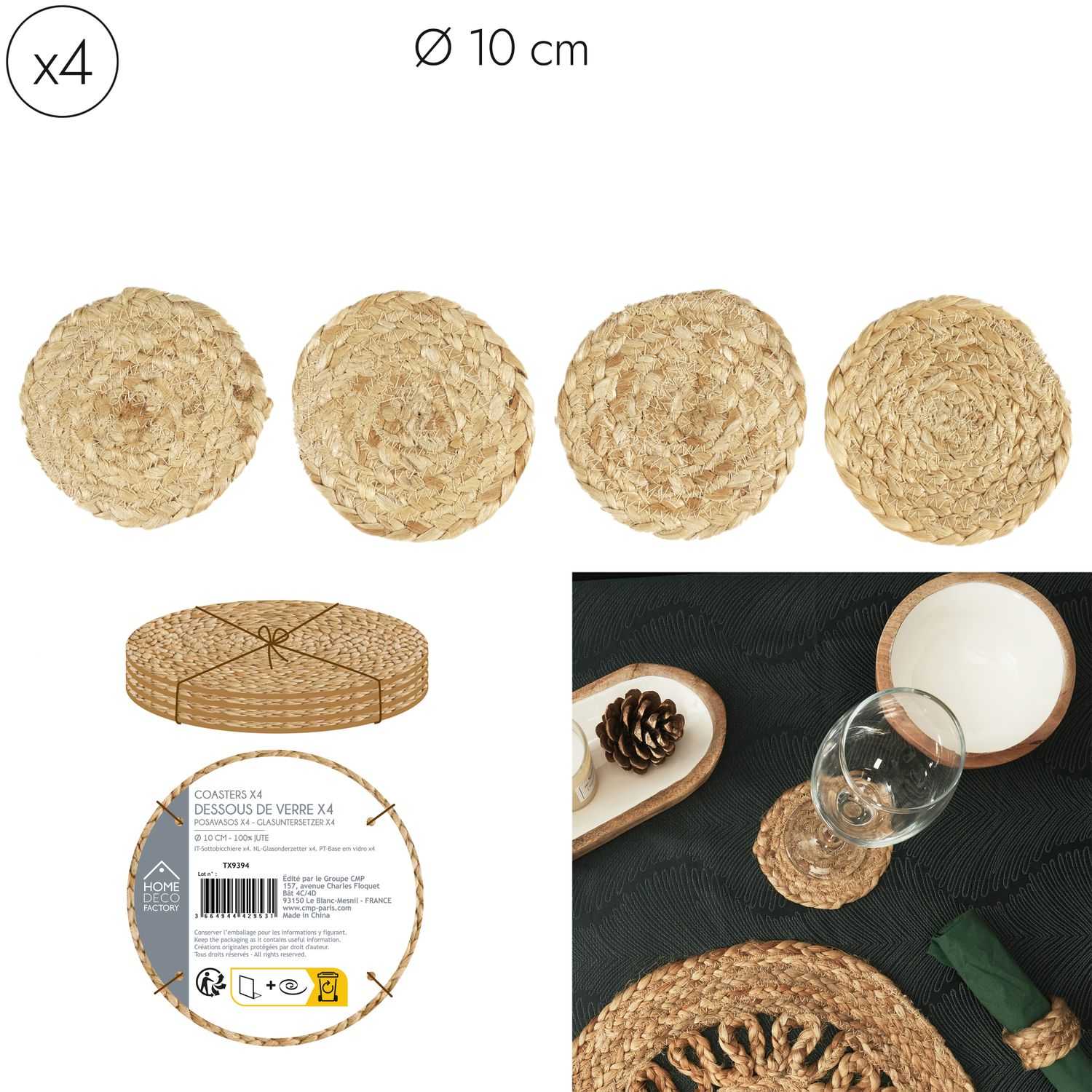 Jute onderzetters 10cm