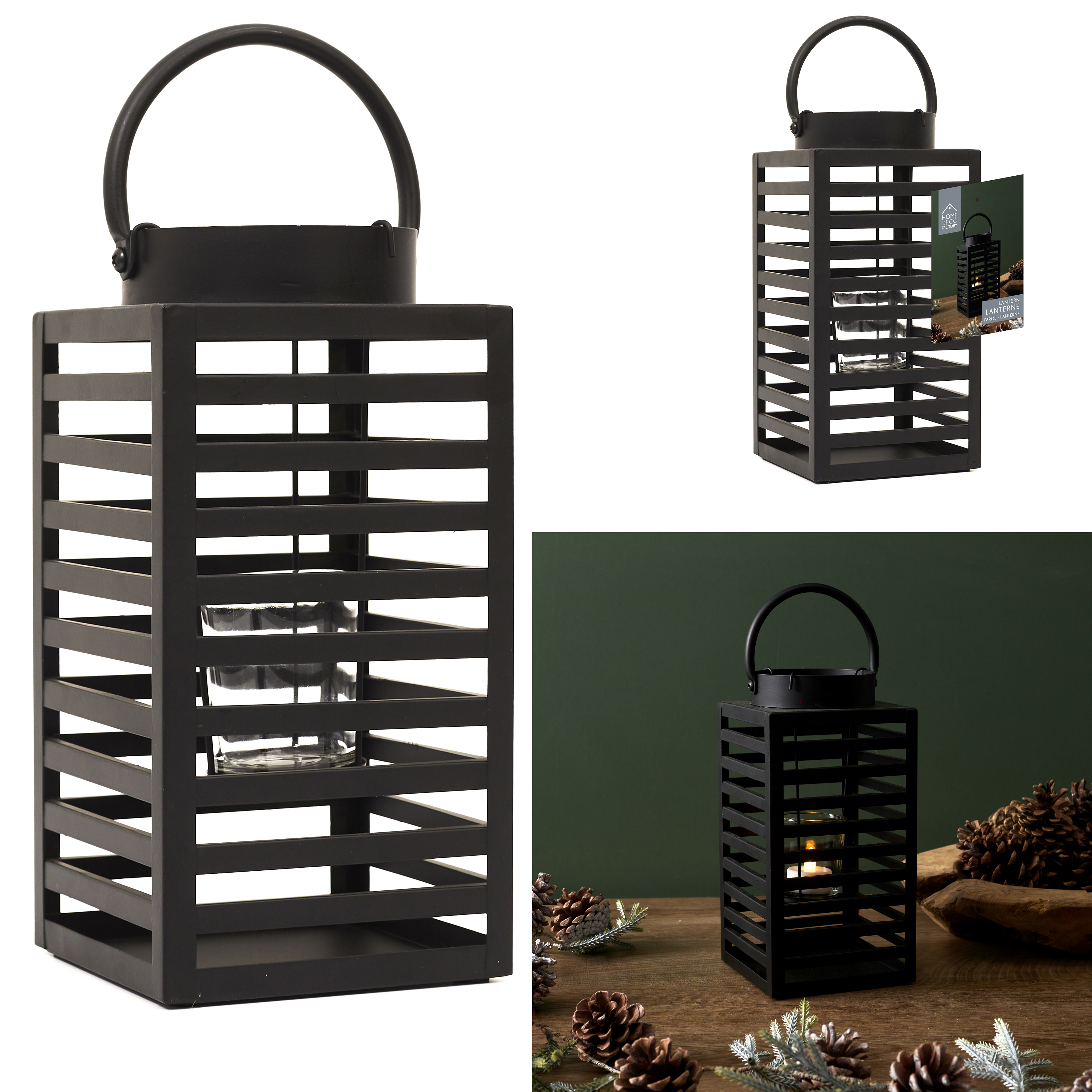 Black Forest Lantaarn En Metaal Noir Zwarte Woud H24.5cm 