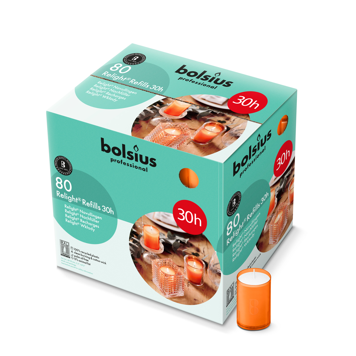 Horeca Relight® Plus navullingen 30 uur 64/52 doos 80 Oranje
