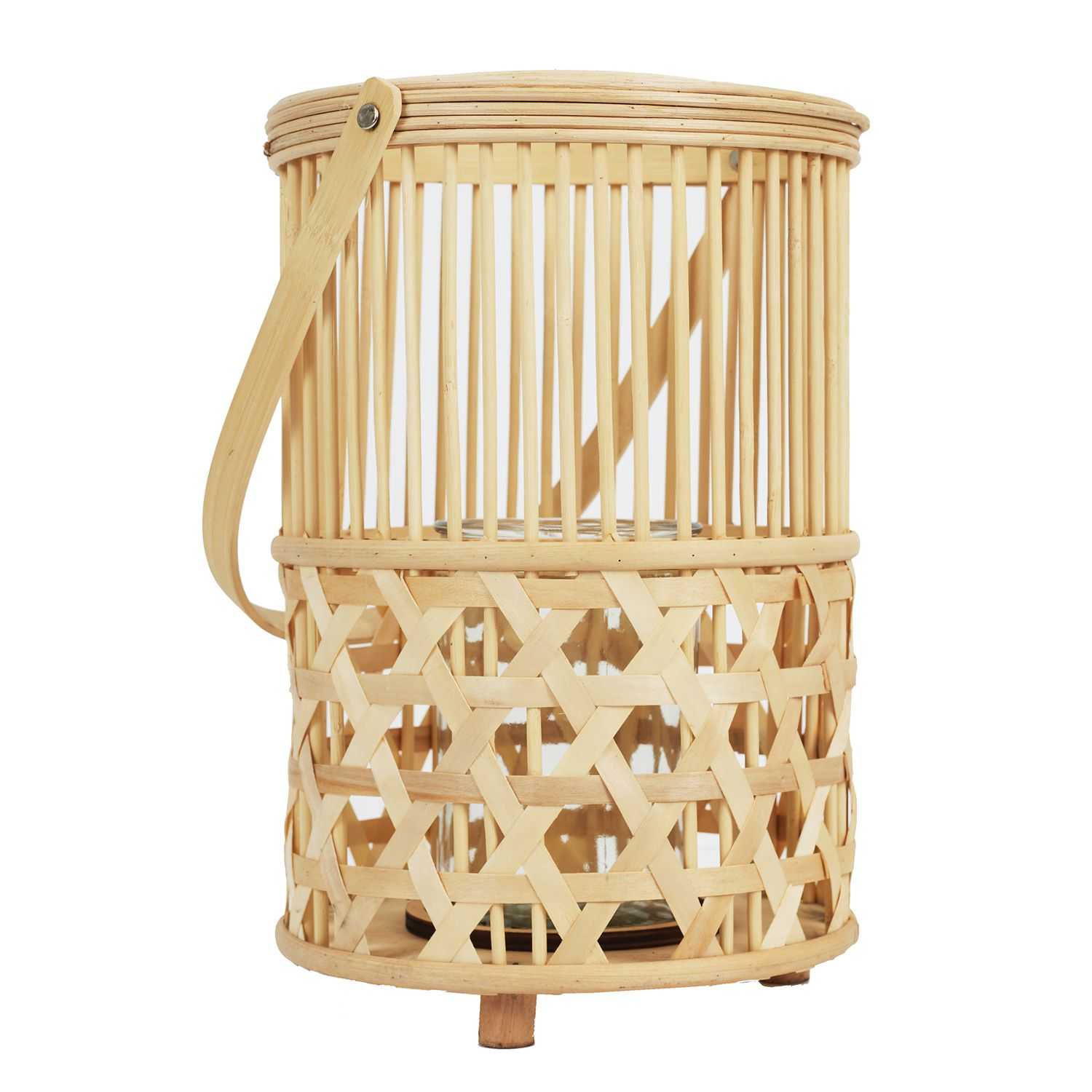 Bamboe lantaarn met hengels H55cm