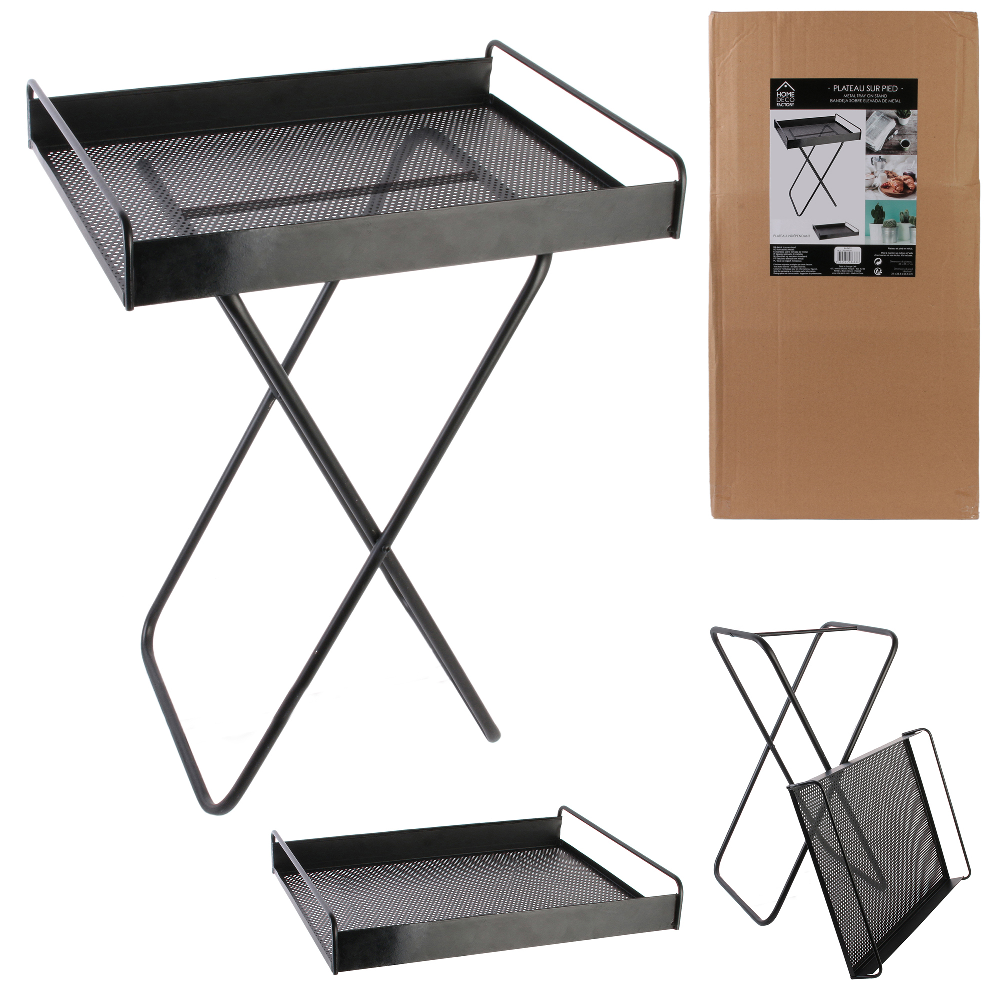 Metalen dienblad op standaard 44x33x45cm Metalen dienblad op standaard 44x33x45cm