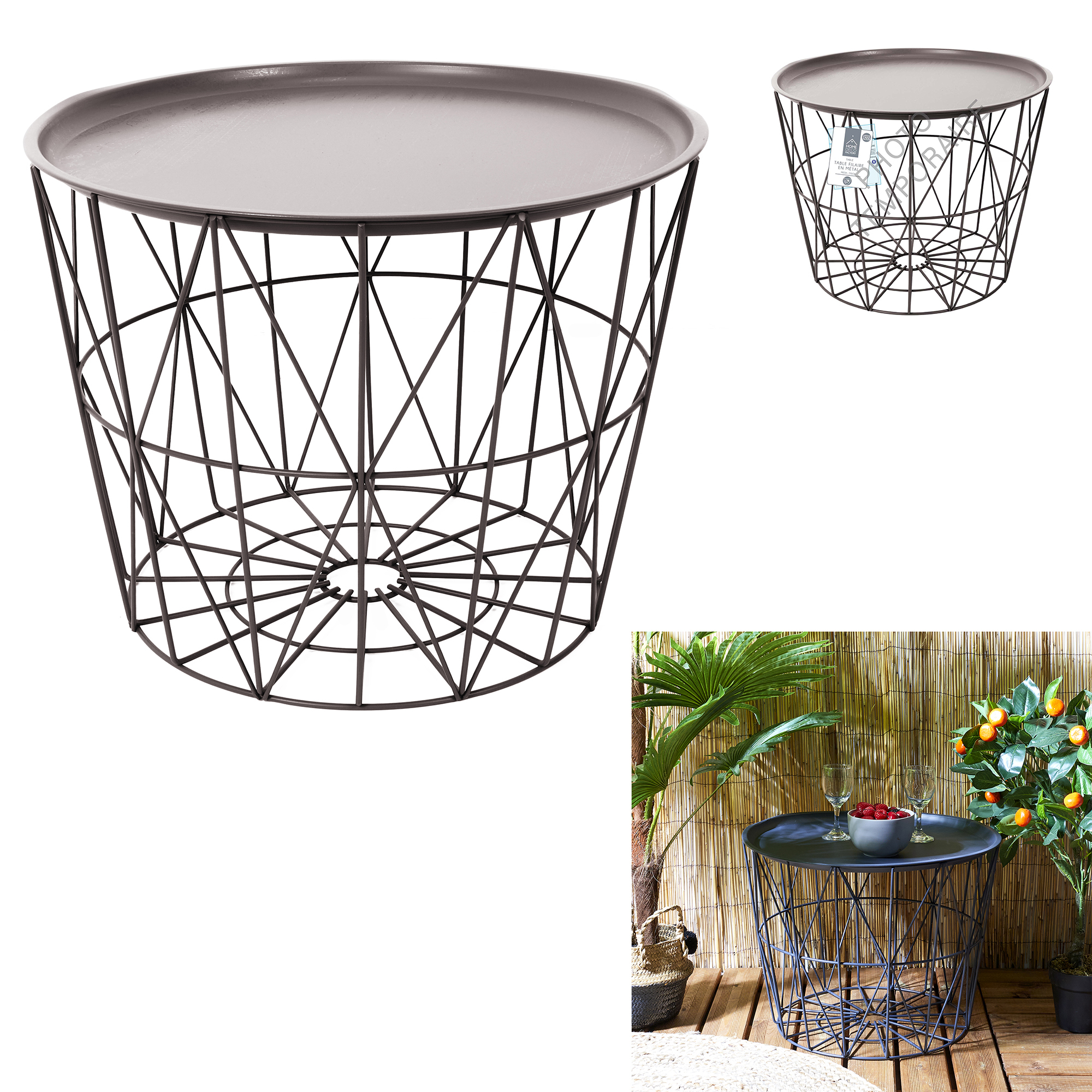 Metalen opbergmand D50cm Taupe Metalen opbergmand D50cm Taupe