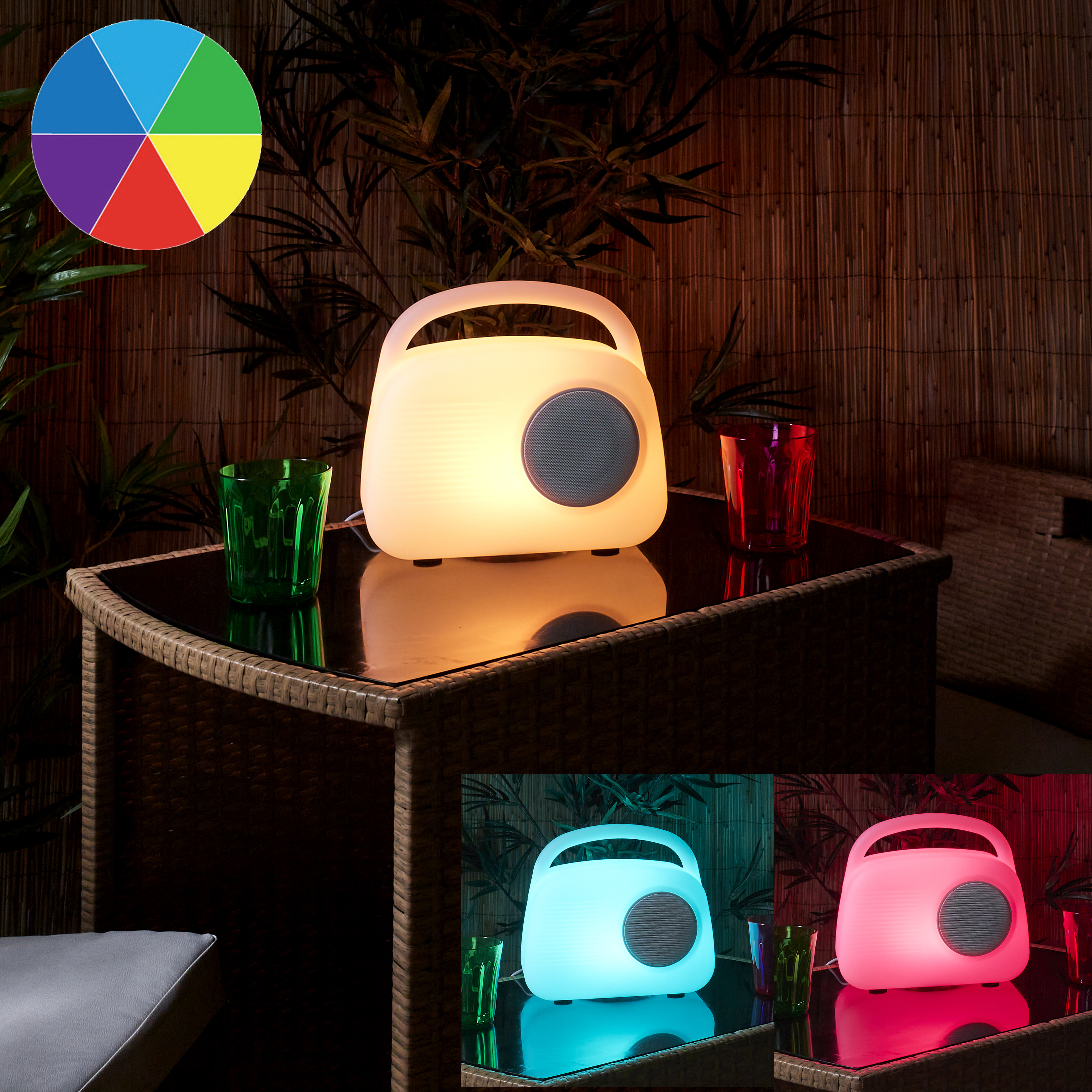 Draadloze bluetooth luidspreker met multicolor verlichting en afstandsbediening