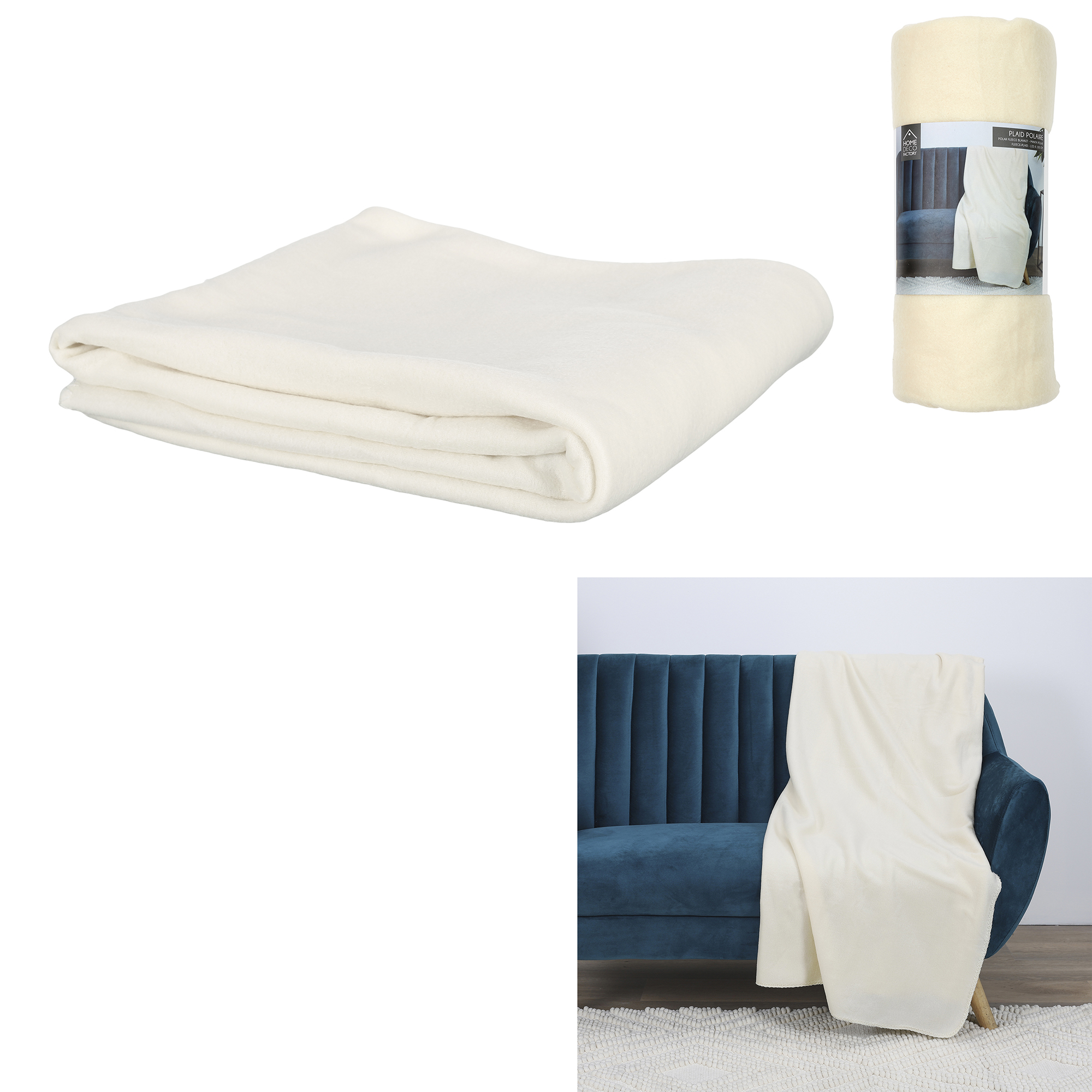 Effen fleecedeken 125x150cm Beige Effen fleecedeken 125x150cm Beige