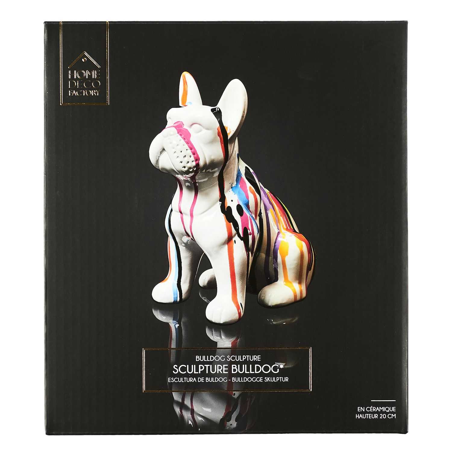 Decoratieve bulldog Multicolor 20cm keramiek