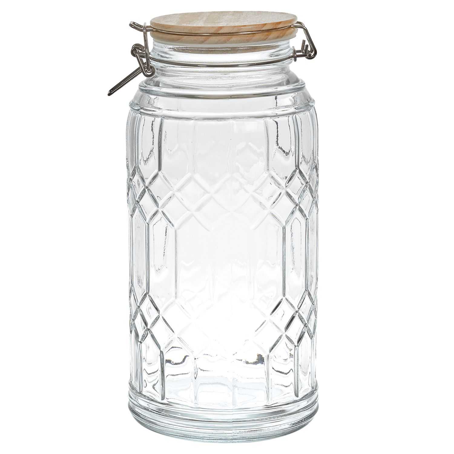 Glazen pot met bamboedeksel 2,7 liter