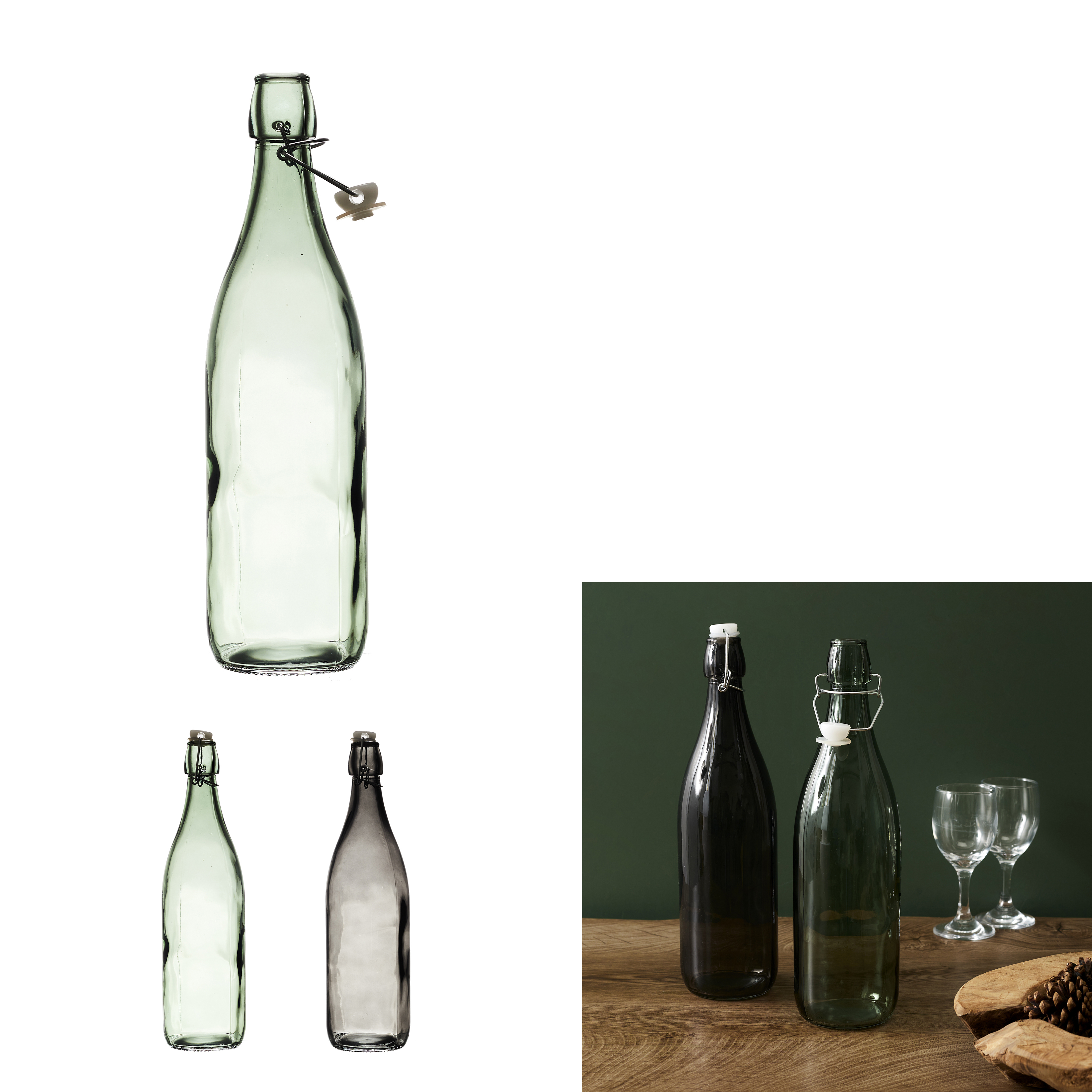 Waterfles 1 liter met flipdop Zwart Black Forest Waterfles 1 liter met flipdop Zwart