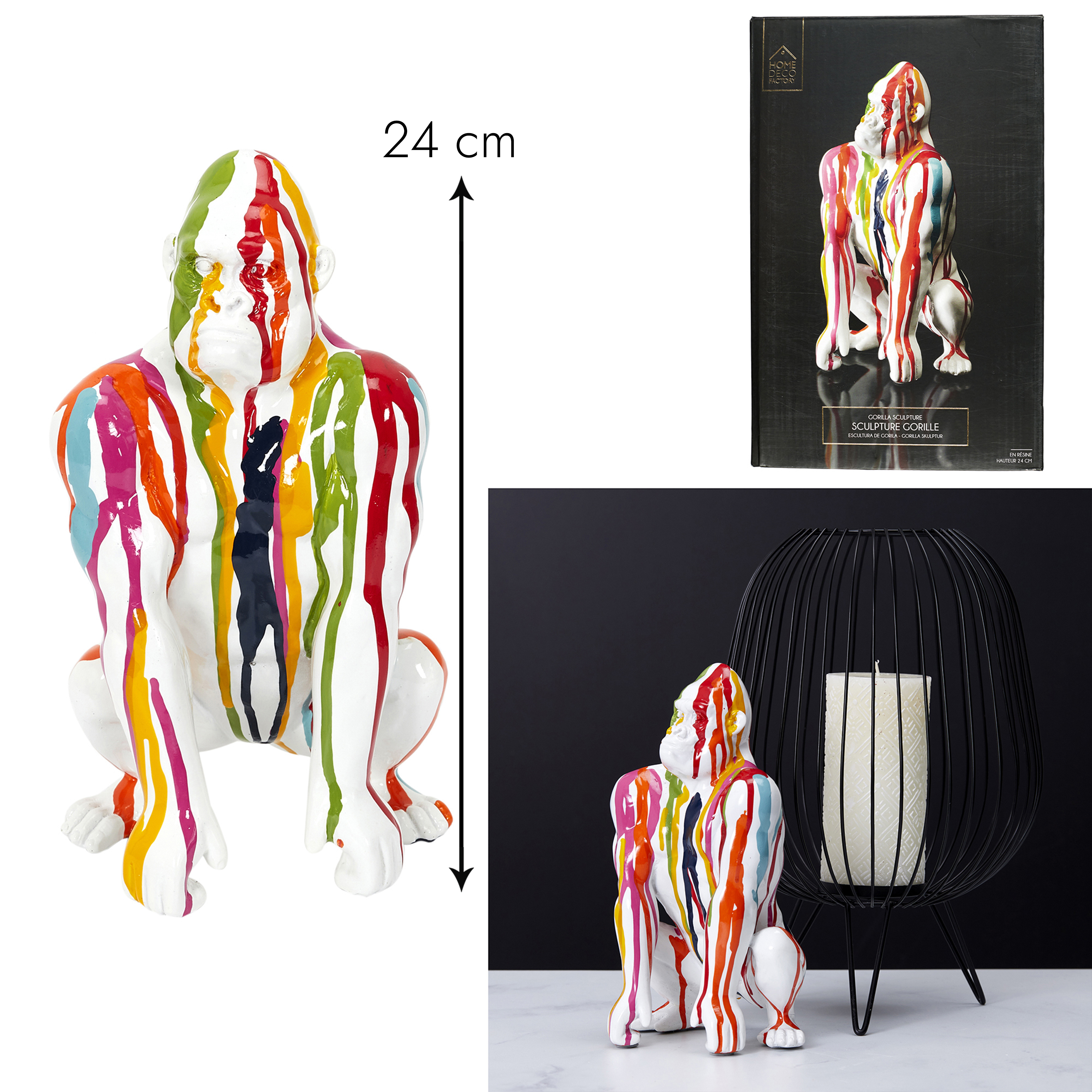 Decoratie gorilla 14,5x24x14cm Multicolor Decoratie gorilla 14,5x24x14cm Multicolor
